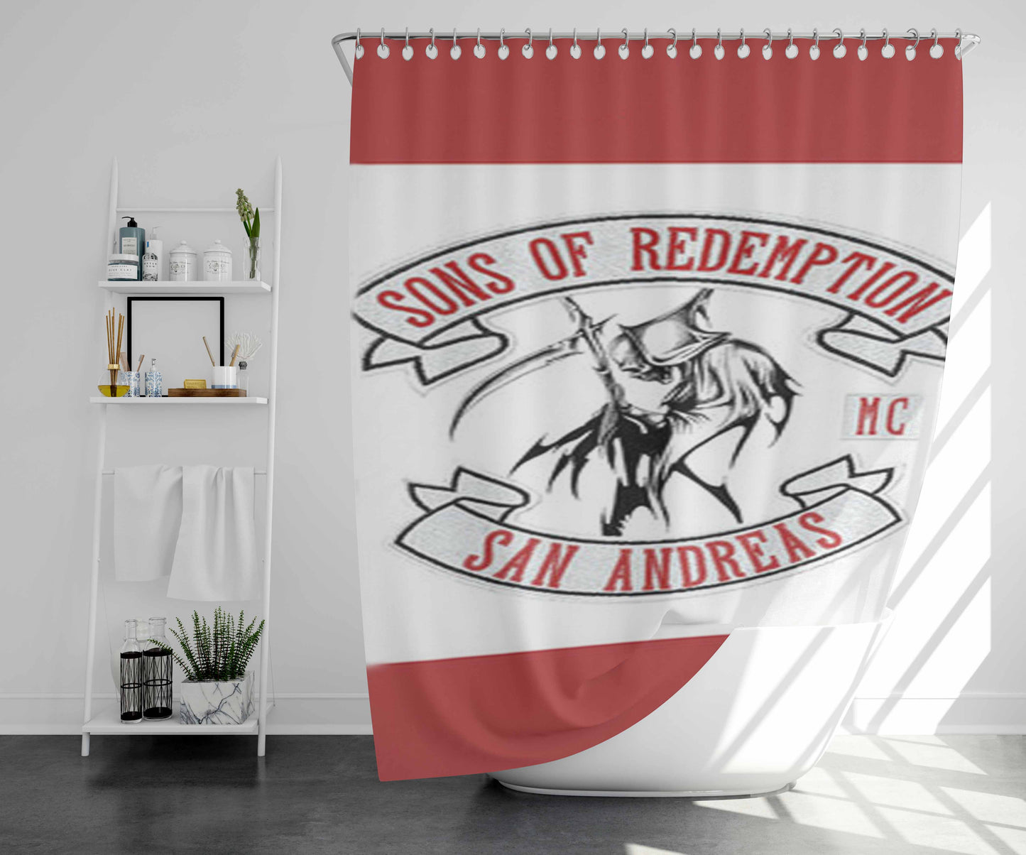 Sons Of Redemption San Andreas Bathroom Shower Curtain Fabric Waterproof | 66 X 72 Inch