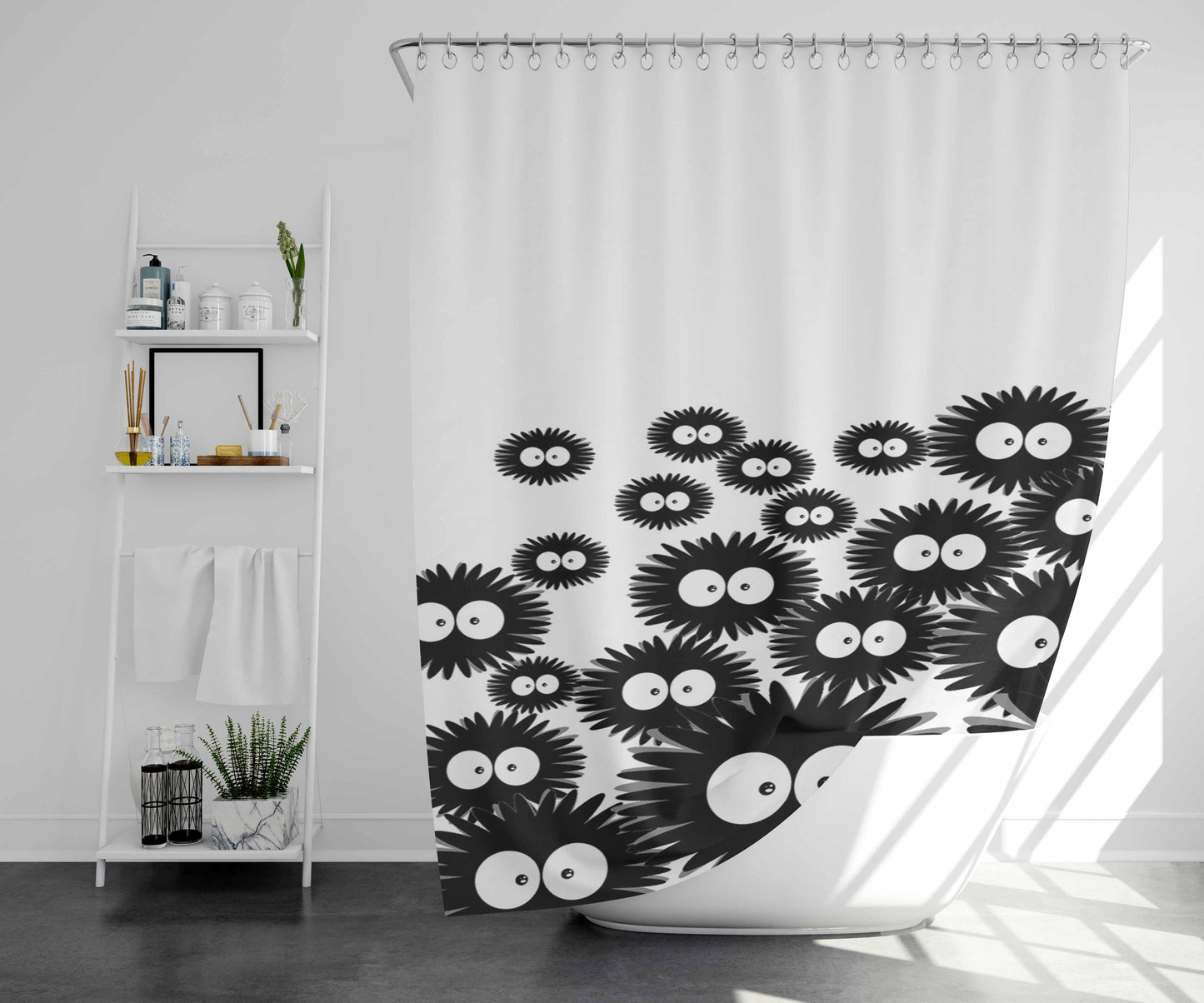 Soot Balls Bathroom Shower Curtain Fabric Waterproof | 66 X 72 Inch