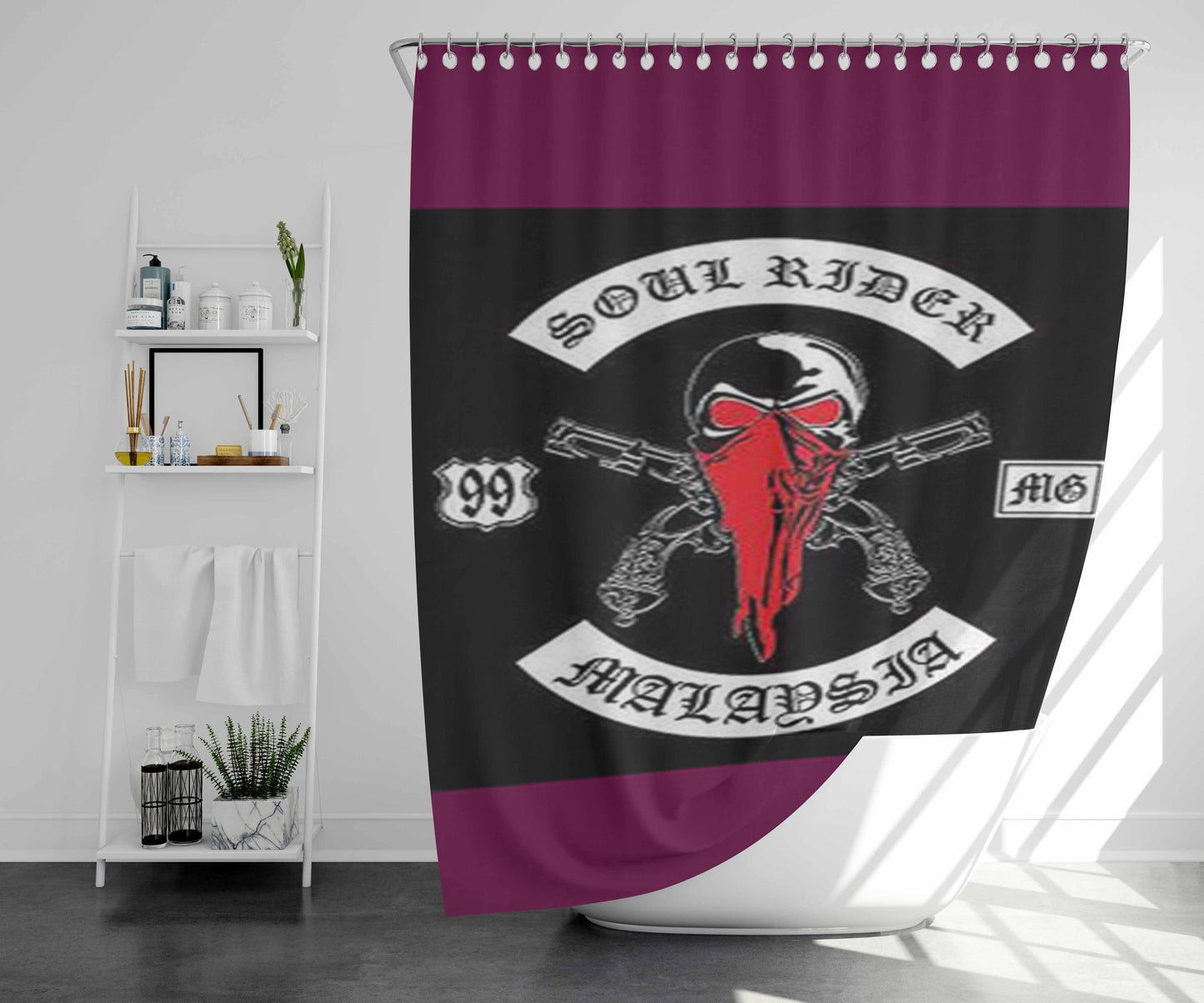 Soul Rider Malaysia Bathroom Shower Curtain Fabric Waterproof | 66 X 72 Inch