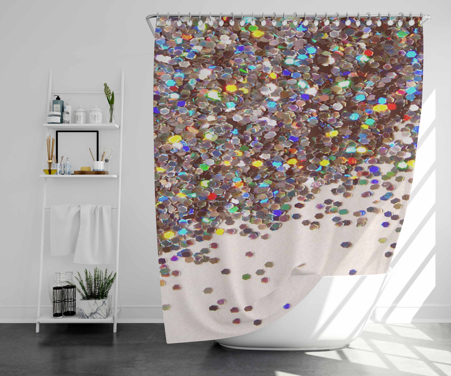 Sparkles Glitter Bathroom Shower Curtain Fabric Waterproof | 66 X 72 Inch