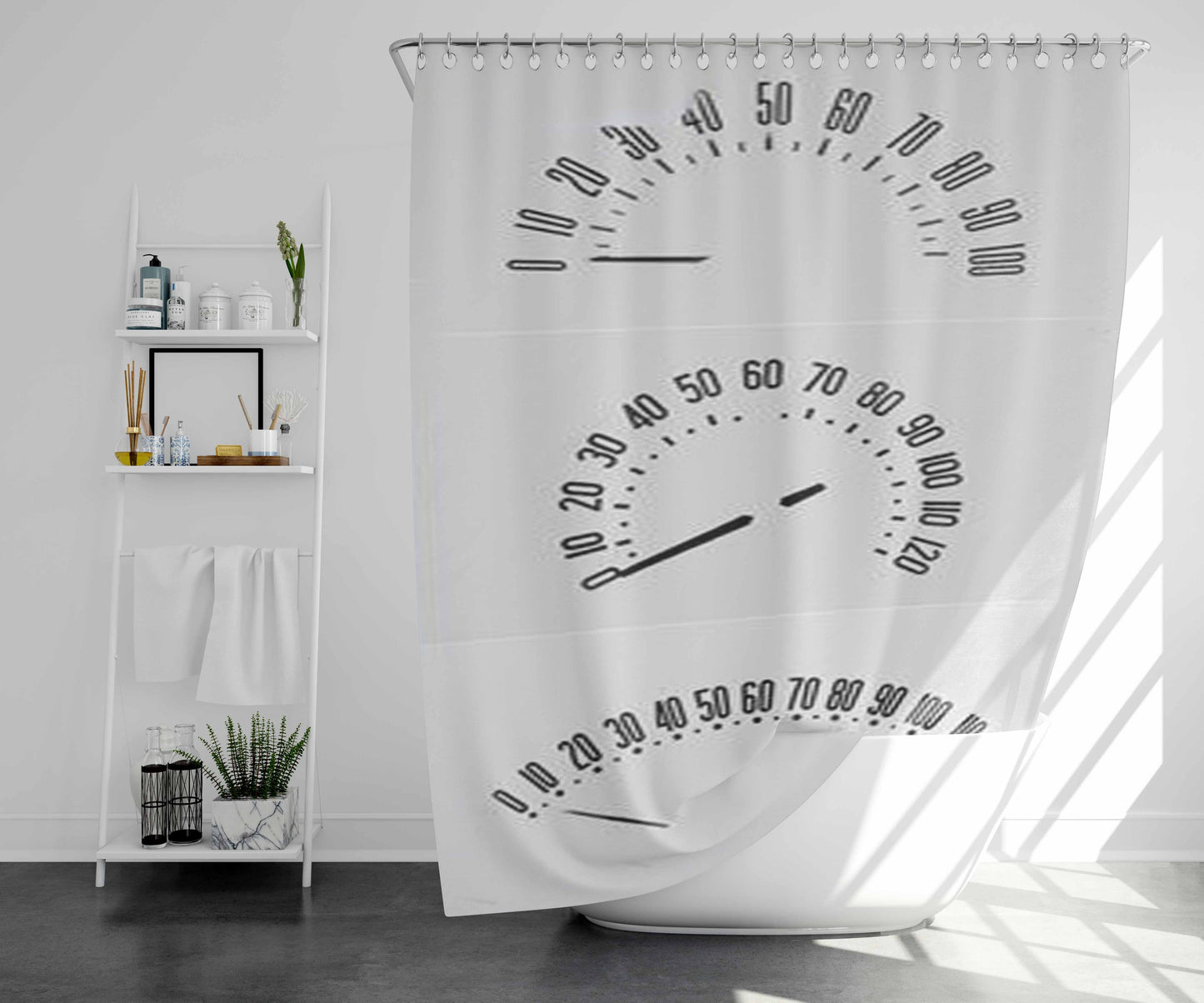 Speedometer Collection Bathroom Shower Curtain Fabric Waterproof | 66 X 72 Inch