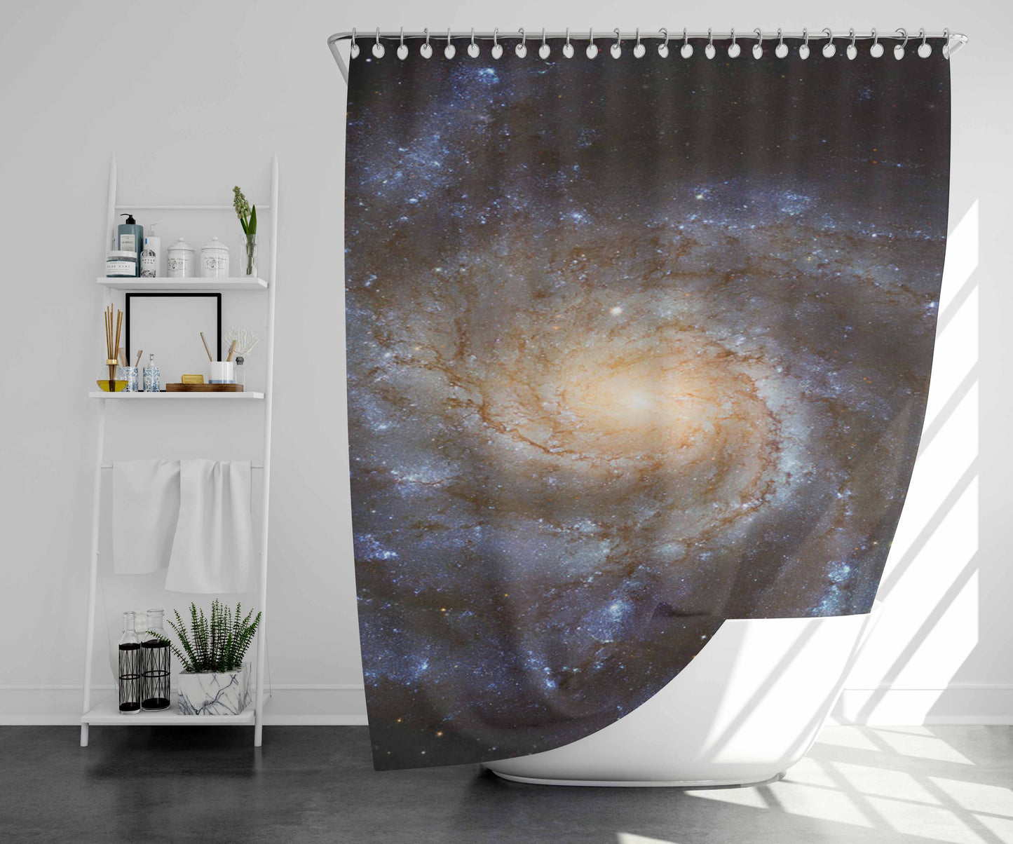 Spiral Galaxy Bathroom Shower Curtain Fabric Waterproof | 66 X 72 Inch