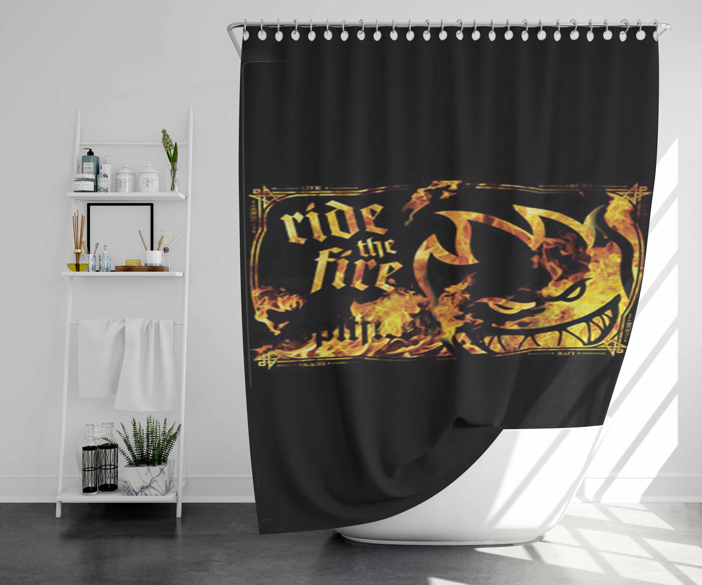 Spitfire Ride The Fire Bathroom Shower Curtain Fabric Waterproof | 66 X 72 Inch