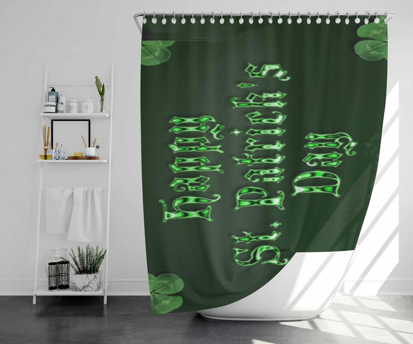St Patricks Day Icon Bathroom Shower Curtain Fabric Waterproof | 66 X 72 Inch