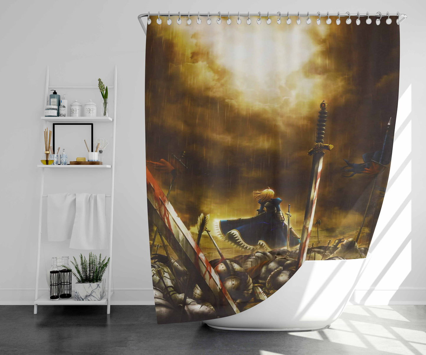 Stay Night Saber Fate Bathroom Shower Curtain Fabric Waterproof | 66 X 72 Inch
