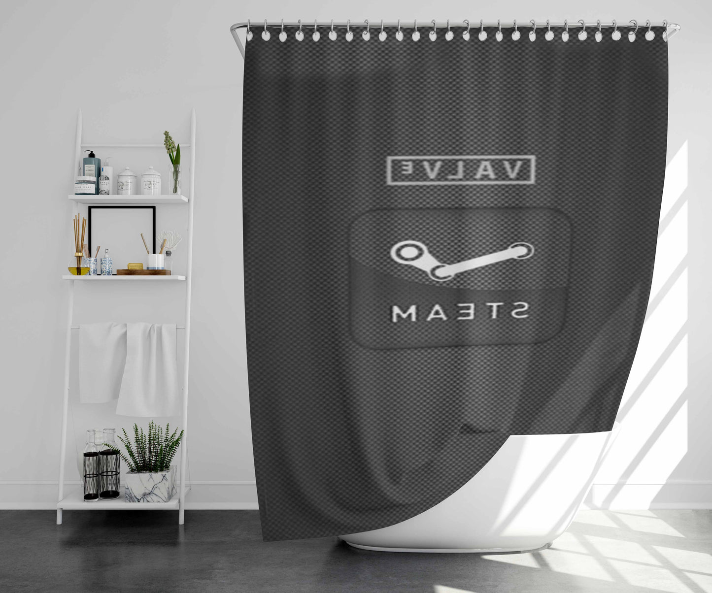 Steam Valve Bathroom Shower Curtain Fabric Waterproof | 66 X 72 Inch