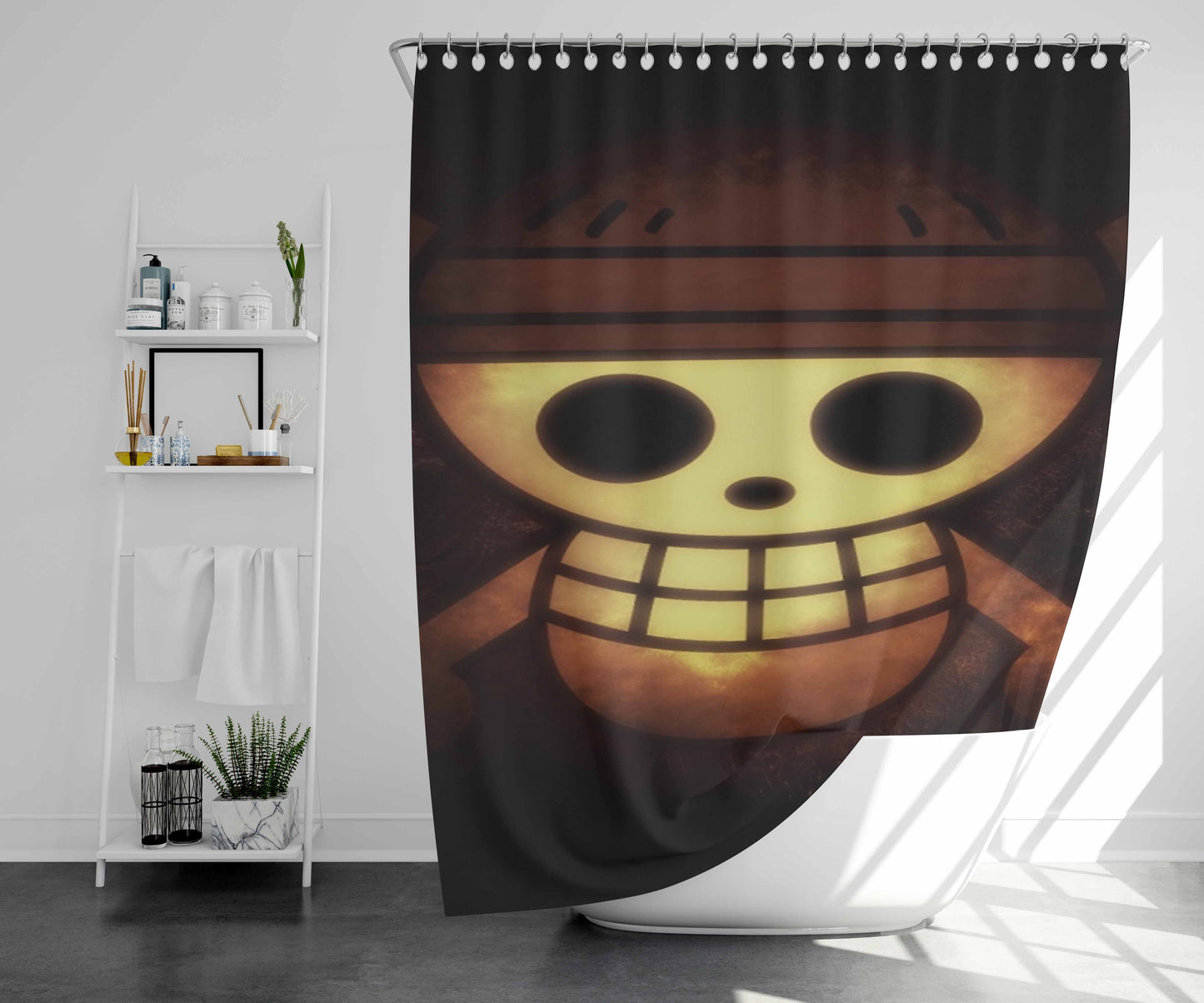 Straw Hat Pirate Logo Bathroom Shower Curtain Fabric Waterproof | 66 X 72 Inch
