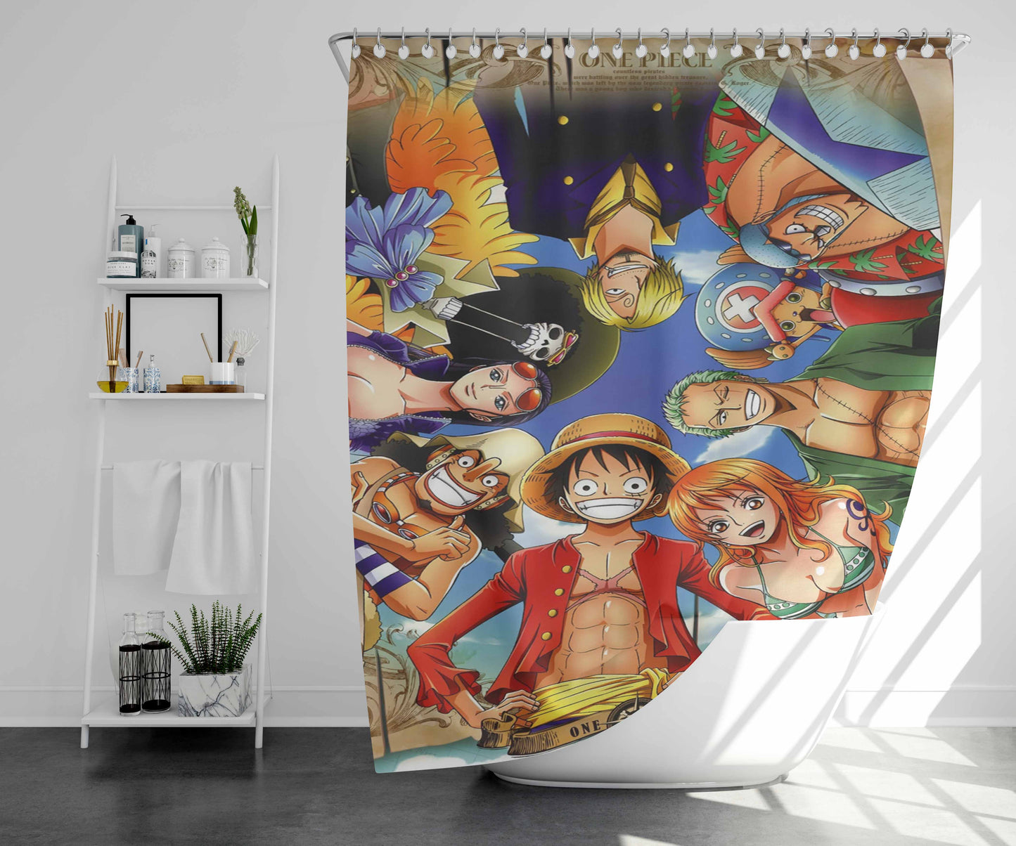 Straw Hat Pirates Bathroom Shower Curtain Fabric Waterproof | 66 X 72 Inch