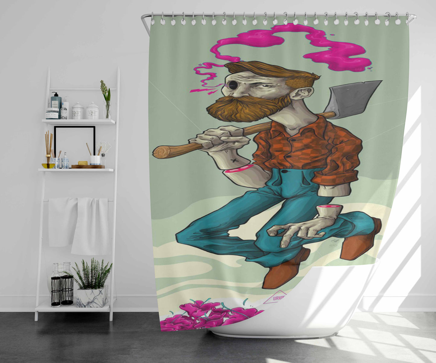 Strong Warm Art Bathroom Shower Curtain Fabric Waterproof | 66 X 72 Inch