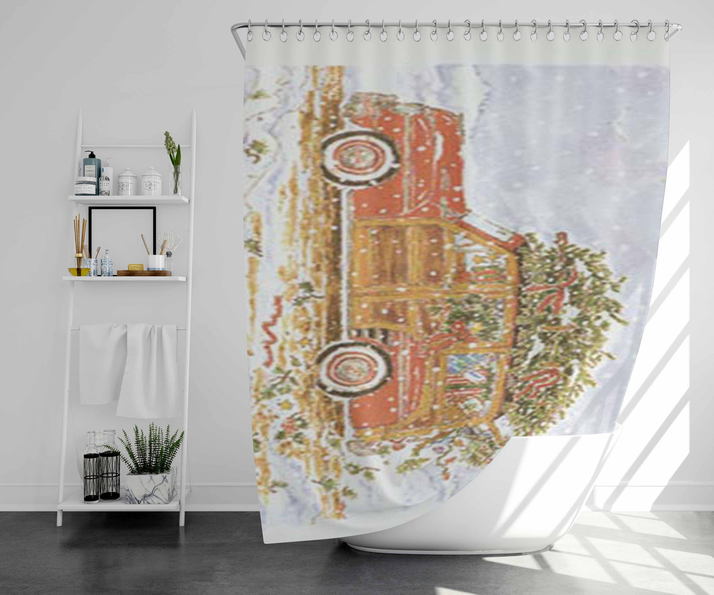 Susan Wallace Station Wagon Bathroom Shower Curtain Fabric Waterproof | 66 X 72 Inch