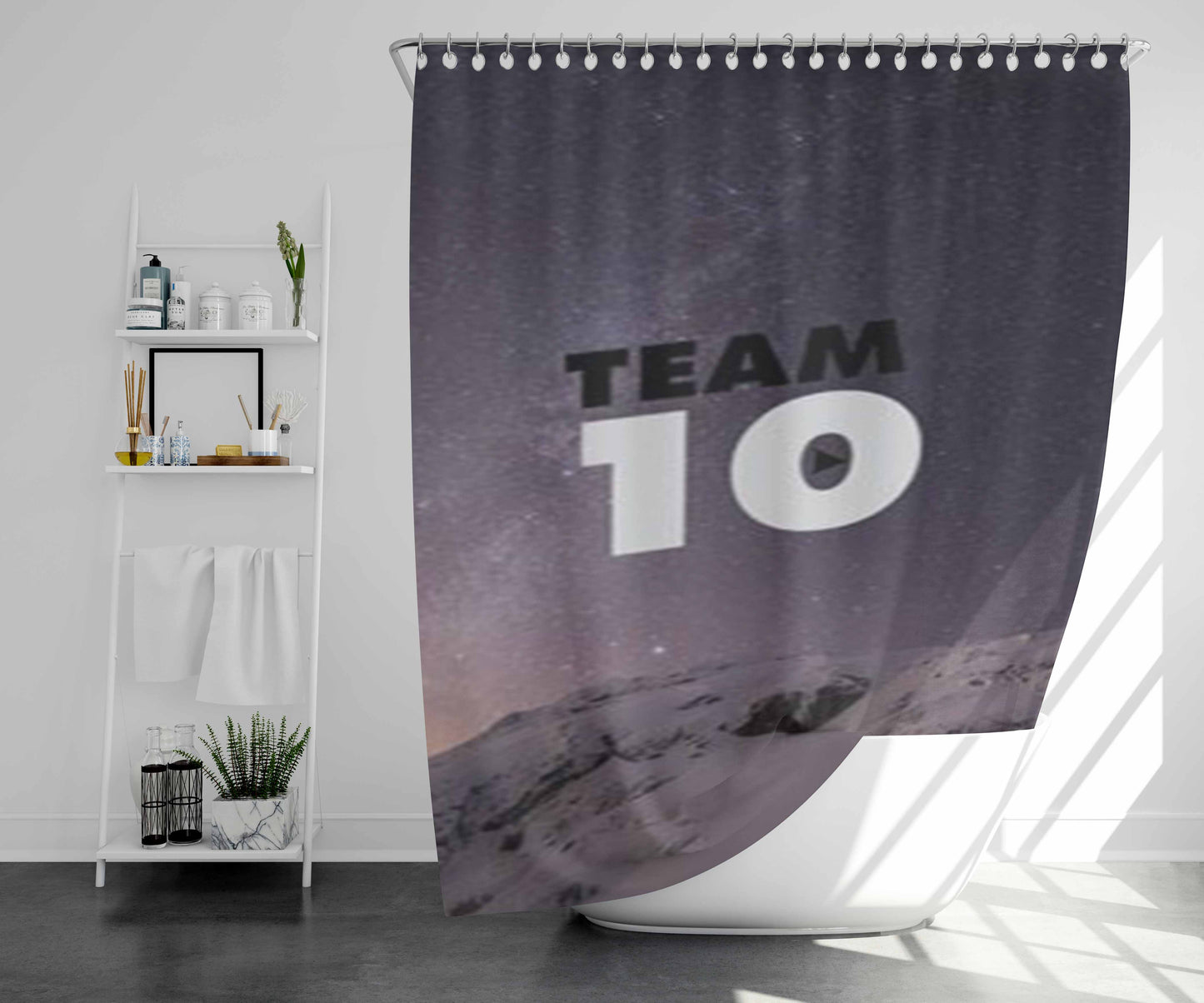 Team 10 Beautifull Snow Blue Bathroom Shower Curtain Fabric Waterproof | 66 X 72 Inch