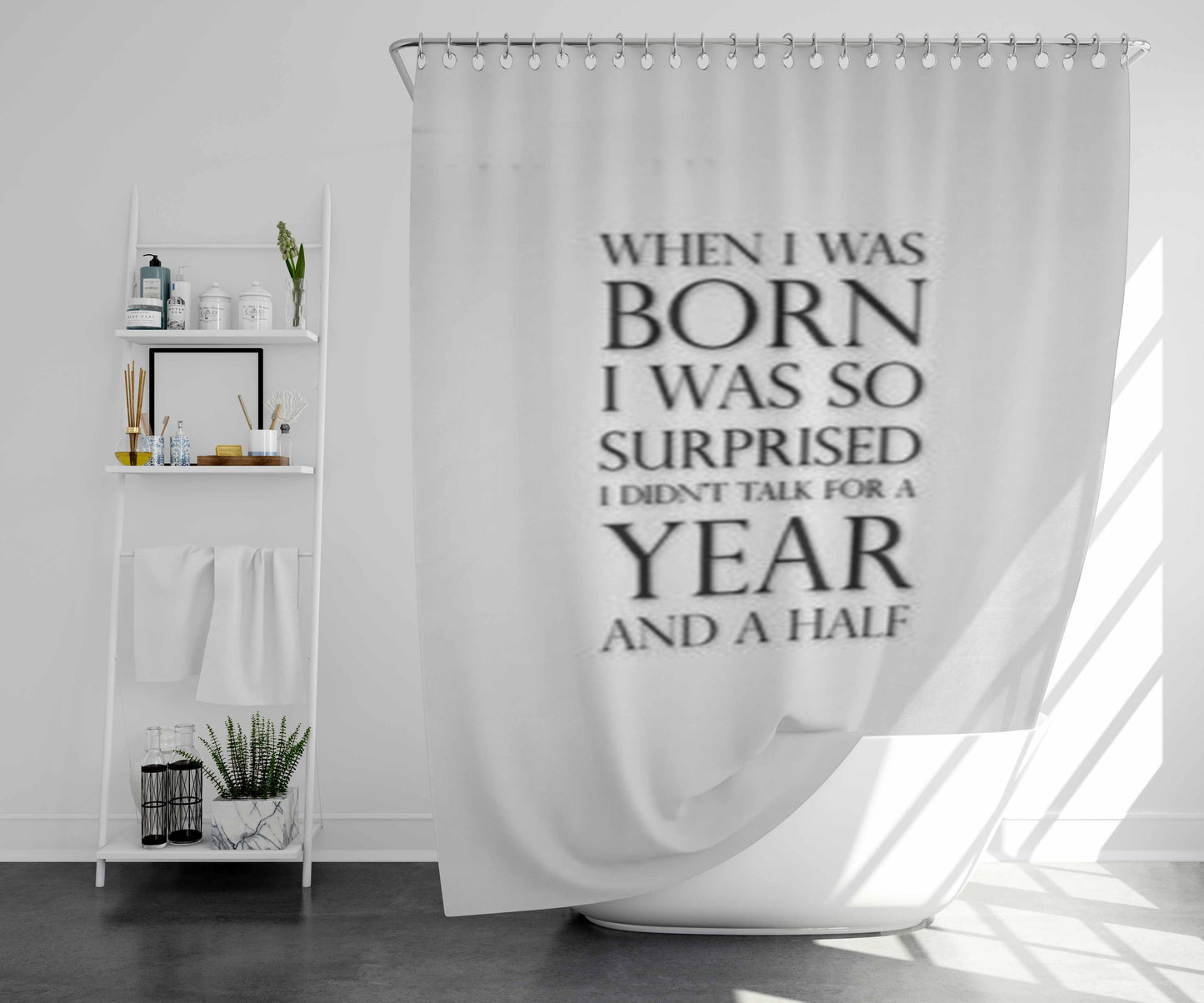 Text Layout Bathroom Shower Curtain Fabric Waterproof | 66 X 72 Inch