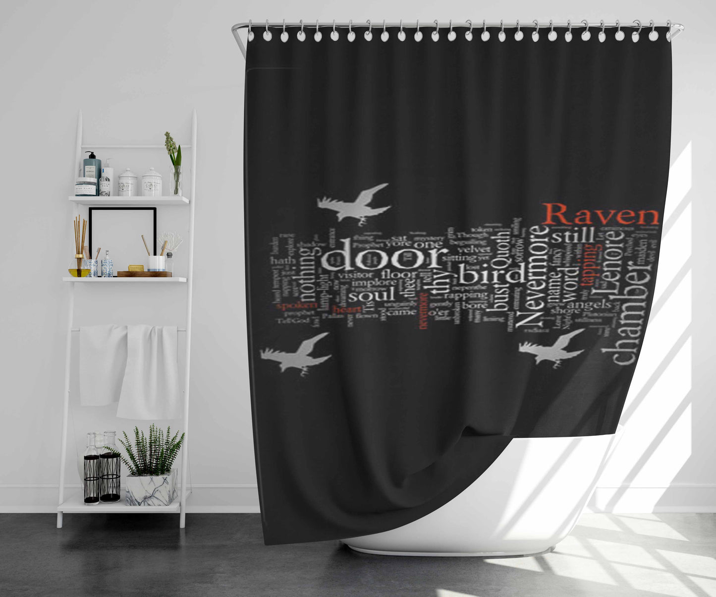 The Raven Logo Bathroom Shower Curtain Fabric Waterproof | 66 X 72 Inch