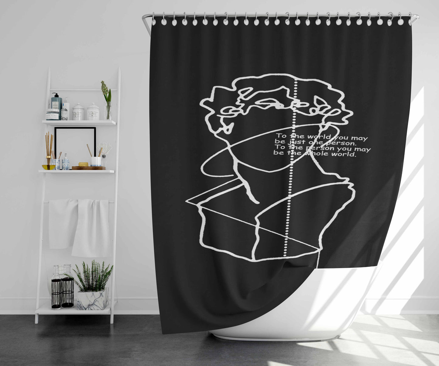 Think Positively Bathroom Shower Curtain Fabric Waterproof | 66 X 72 Inch