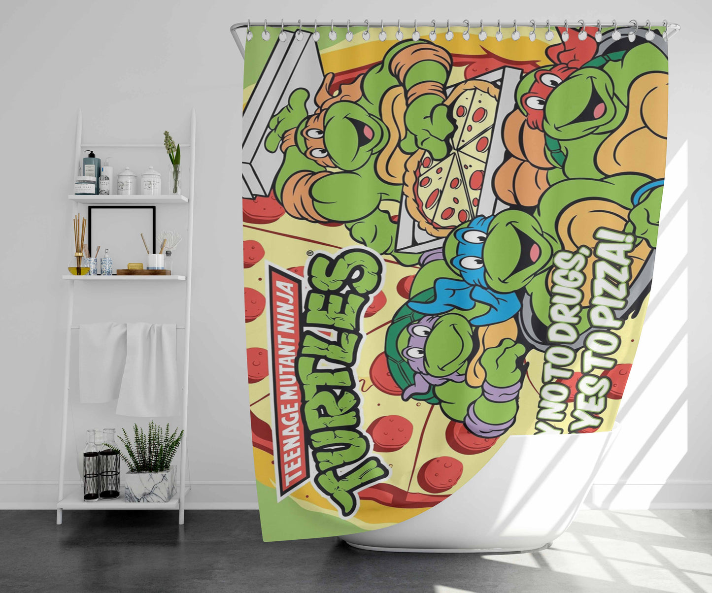 Tmnt Michaelangelo Minimal Face Bathroom Shower Curtain Fabric Waterproof | 66 X 72 Inch