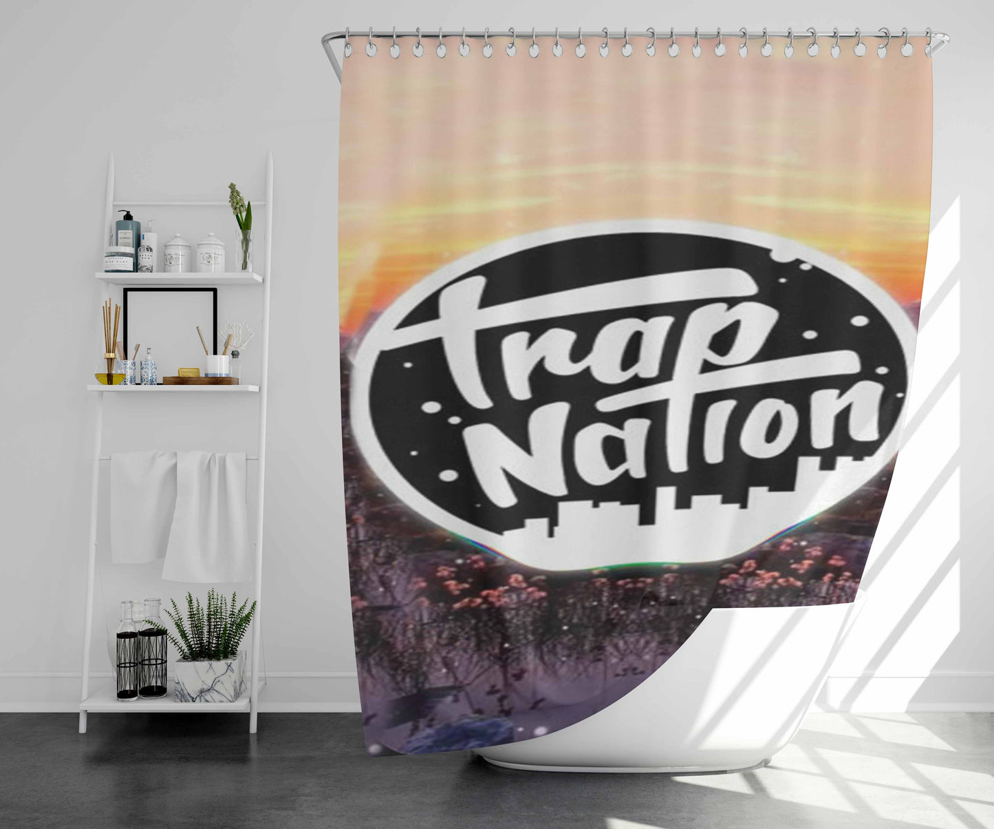 Trap Logo Bathroom Shower Curtain Fabric Waterproof | 66 X 72 Inch