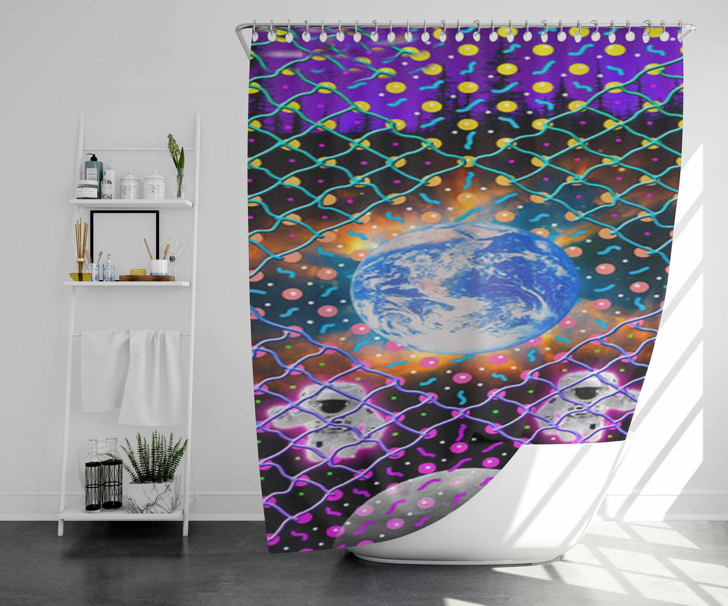Trip To Earth Bathroom Shower Curtain Fabric Waterproof | 66 X 72 Inch