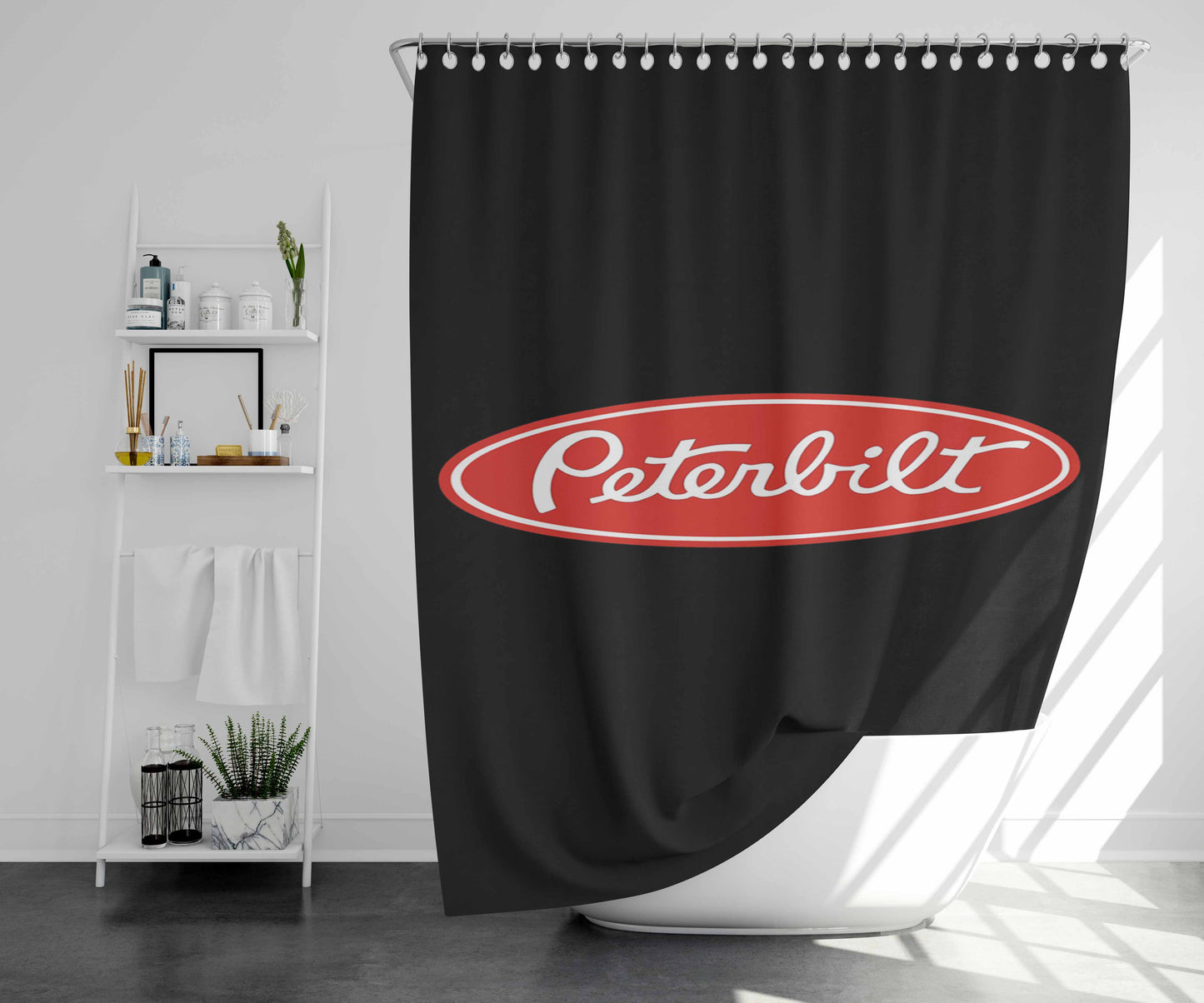 Truck, Peterbilt, Heavy Duty Logo Bathroom Shower Curtain Fabric Waterproof | 66 X 72 Inch