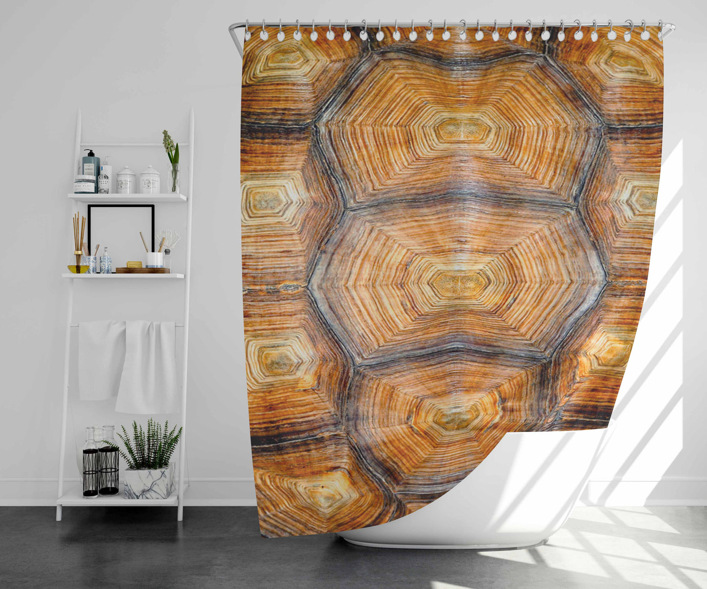 Turtle Shell Bathroom Shower Curtain Fabric Waterproof | 66 X 72 Inch