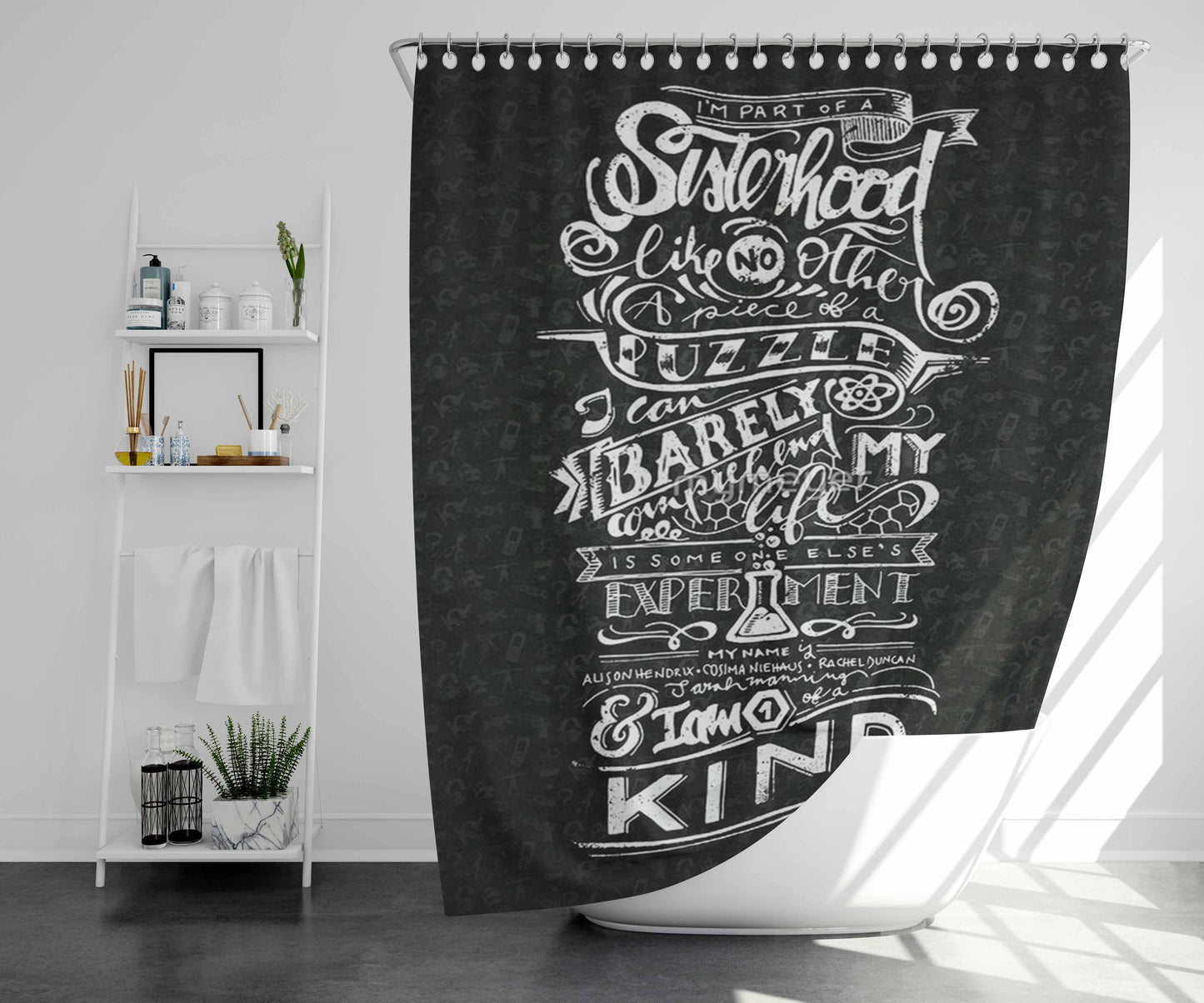 Typhografi Puzzle Kind Bathroom Shower Curtain Fabric Waterproof | 66 X 72 Inch