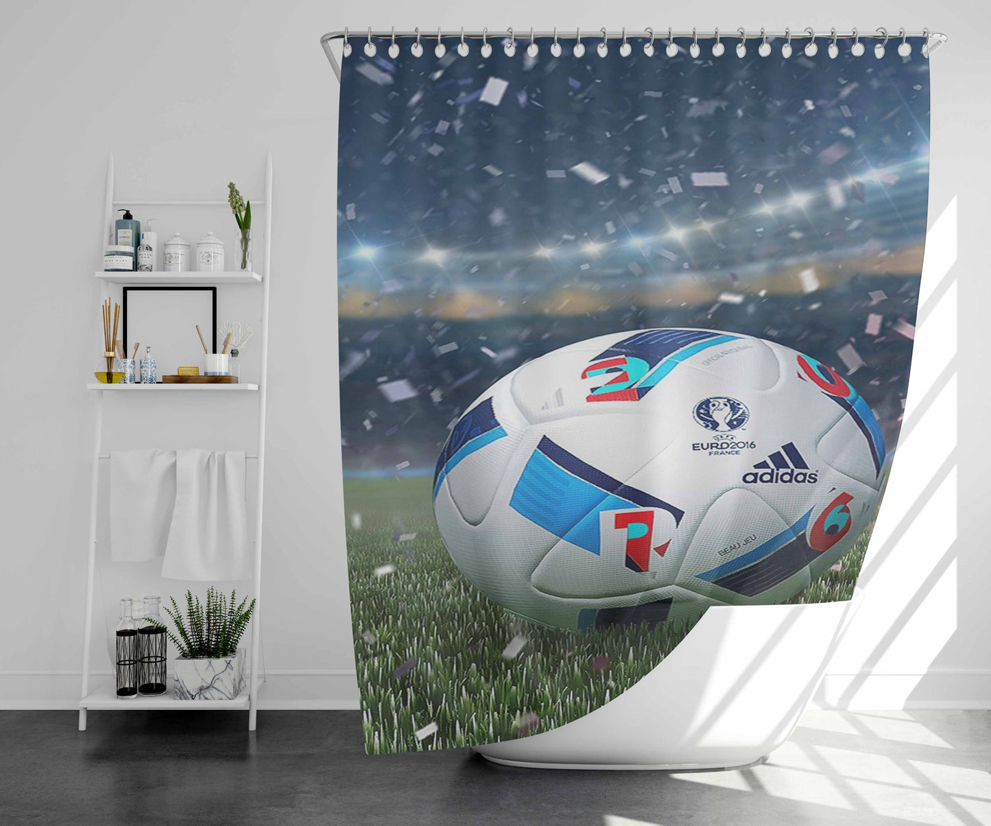 Uefa Euro 2016 Bathroom Shower Curtain Fabric Waterproof | 66 X 72 Inch