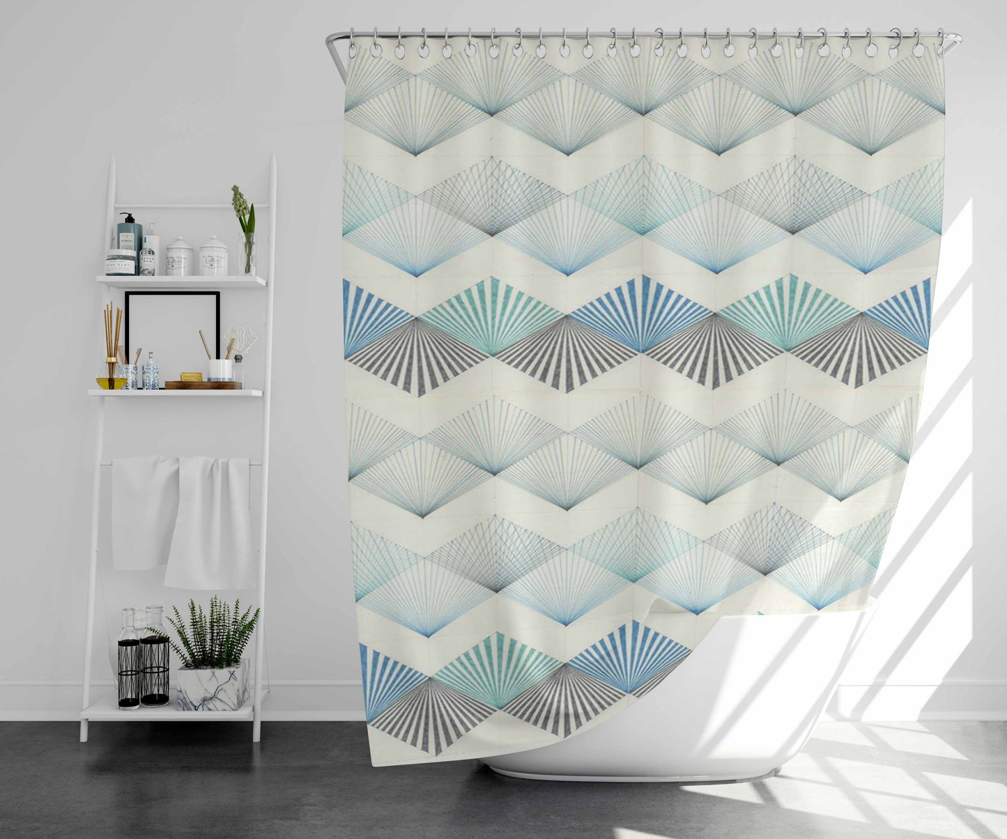 Uible Pattern Back Phone Bathroom Shower Curtain Fabric Waterproof | 66 X 72 Inch
