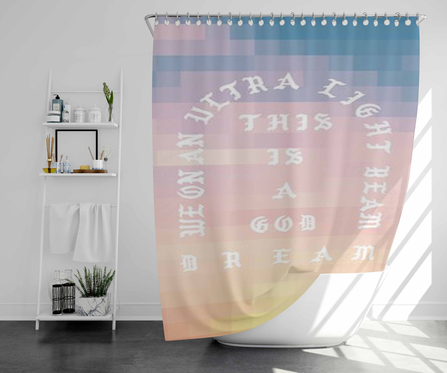 Ultra Light Beam Pixels1 Bathroom Shower Curtain Fabric Waterproof | 66 X 72 Inch