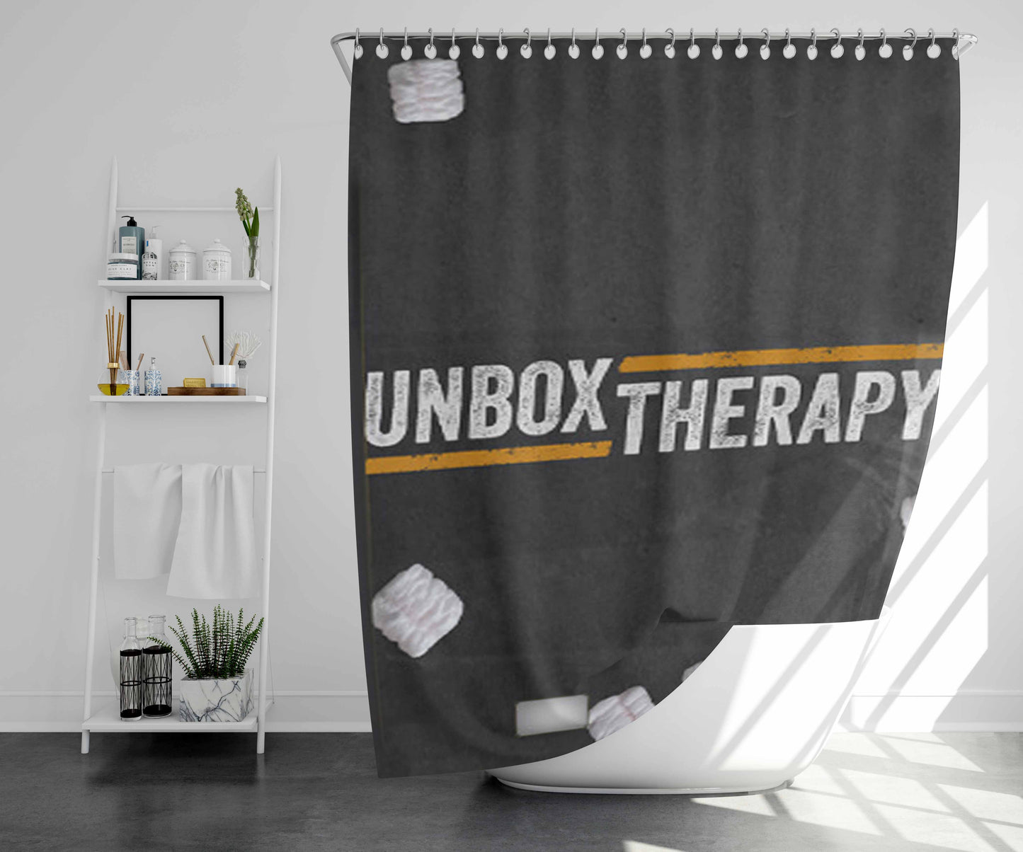 Unbox Therapy Bathroom Shower Curtain Fabric Waterproof | 66 X 72 Inch