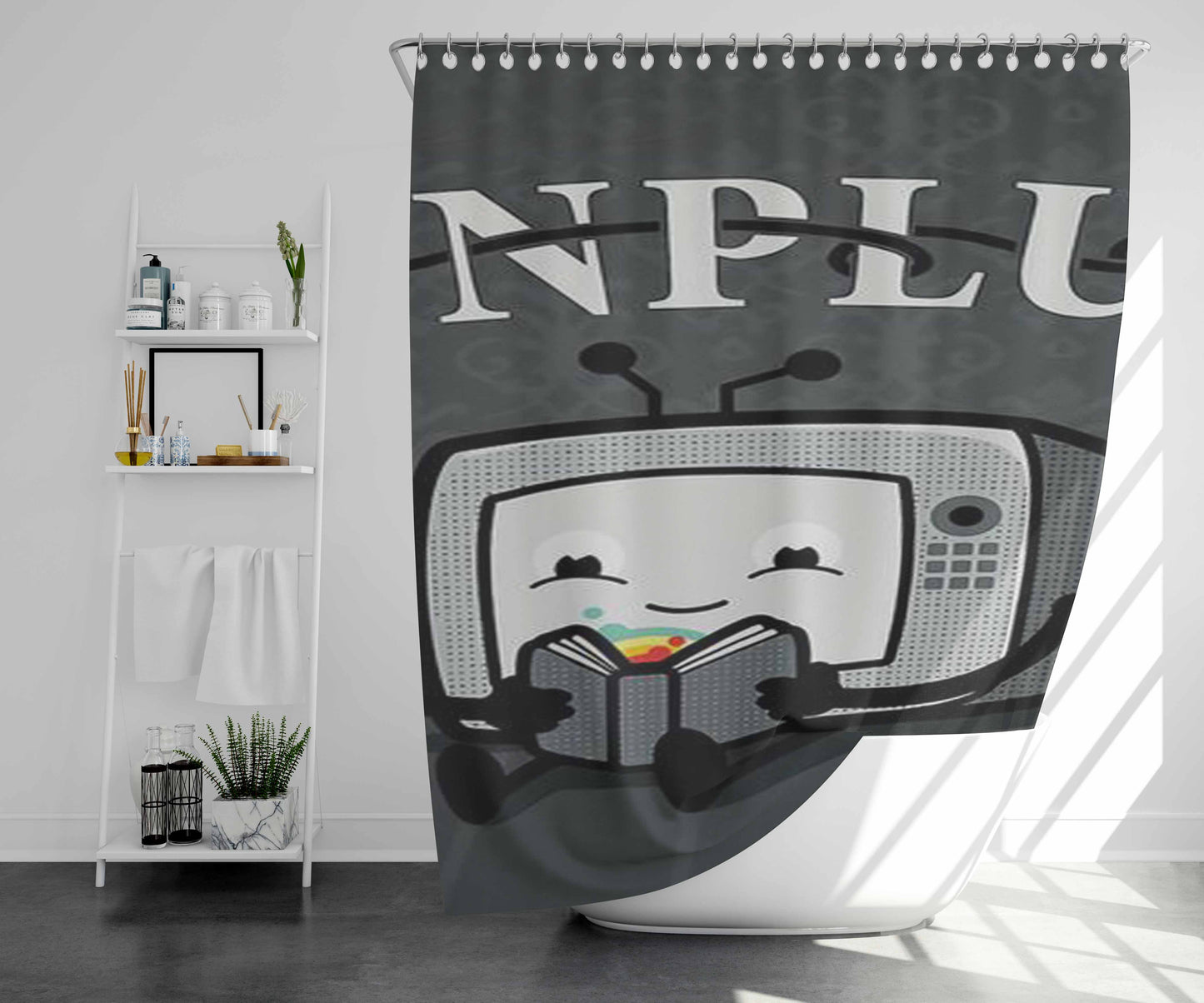 Unplug Bathroom Shower Curtain Fabric Waterproof | 66 X 72 Inch