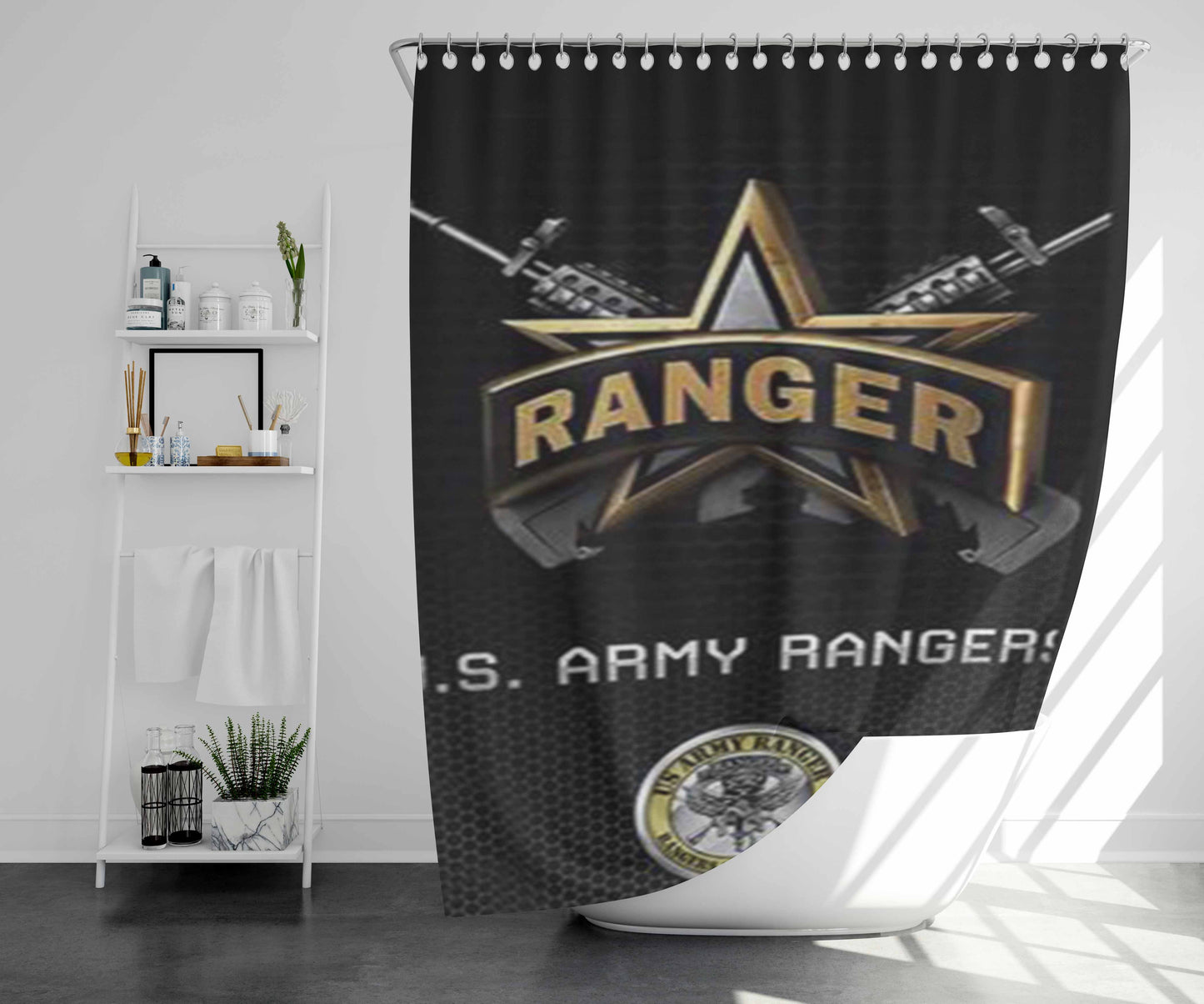 Us Army Rangers Bathroom Shower Curtain Fabric Waterproof | 66 X 72 Inch