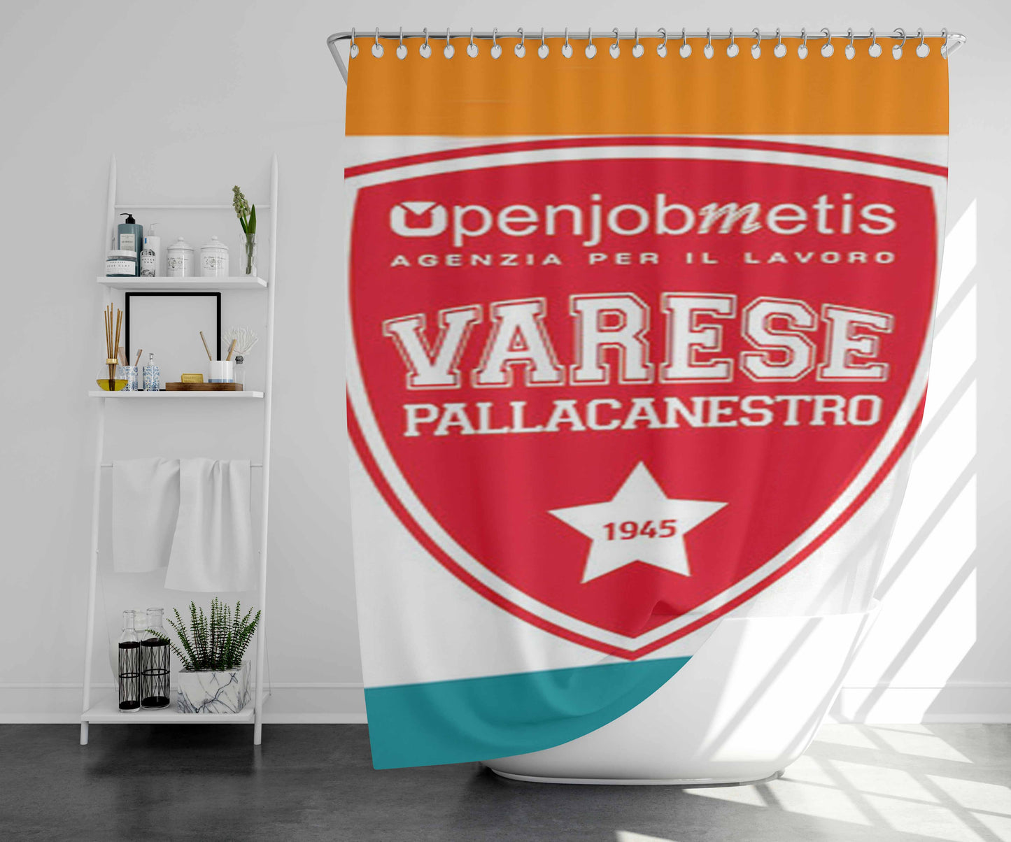 Varese Pallacanestro 1945 Bathroom Shower Curtain Fabric Waterproof | 66 X 72 Inch