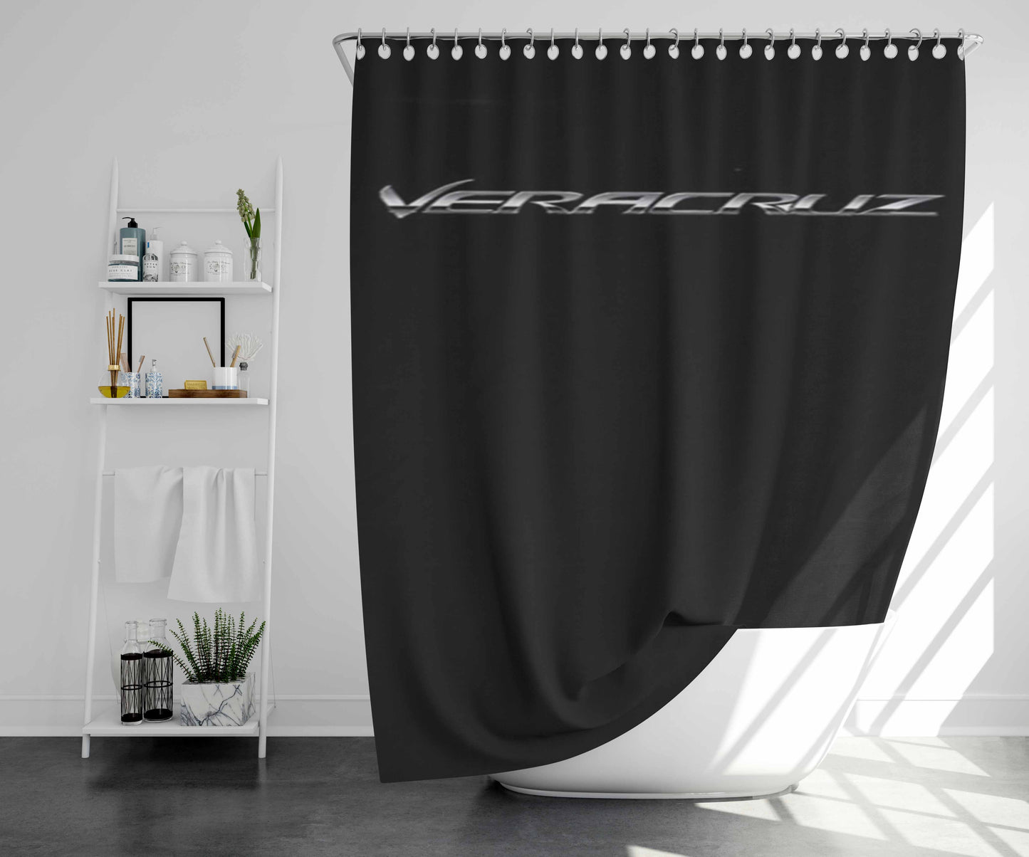 Veracruz Mexican Black Bathroom Shower Curtain Fabric Waterproof | 66 X 72 Inch