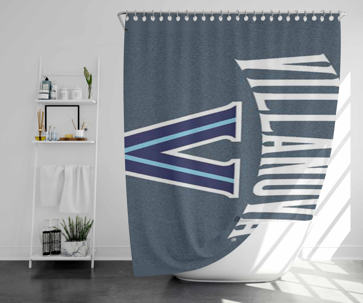 Villanova Wildcats Logo Plain Bathroom Shower Curtain Fabric Waterproof | 66 X 72 Inch