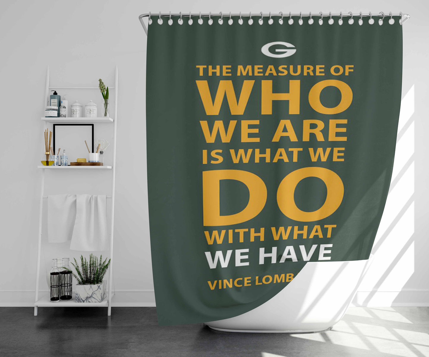 Vince Lombardi Bathroom Shower Curtain Fabric Waterproof | 66 X 72 Inch