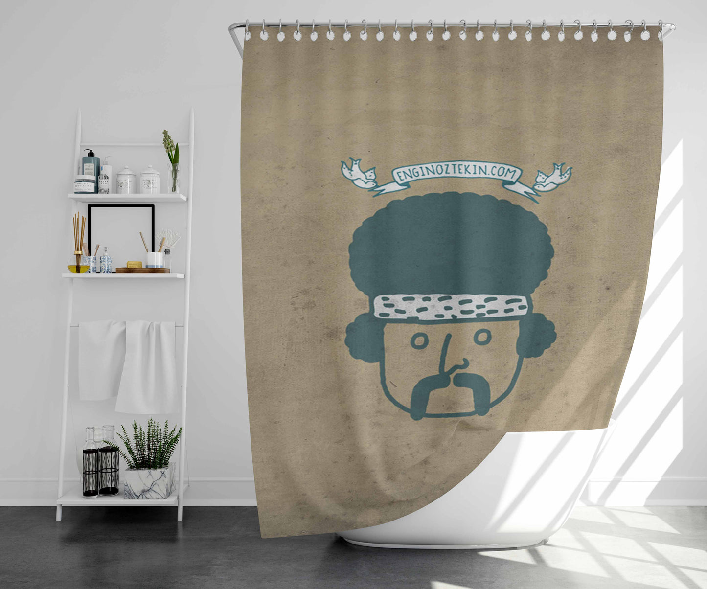 Vintage Enginoztekin Bathroom Shower Curtain Fabric Waterproof | 66 X 72 Inch
