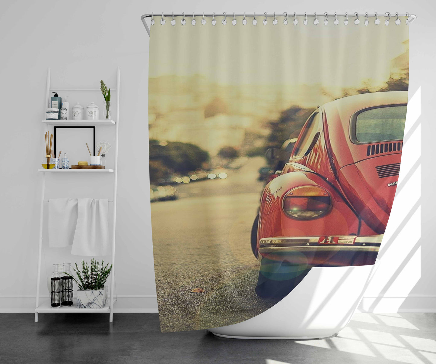 Vintage Vw Bathroom Shower Curtain Fabric Waterproof | 66 X 72 Inch