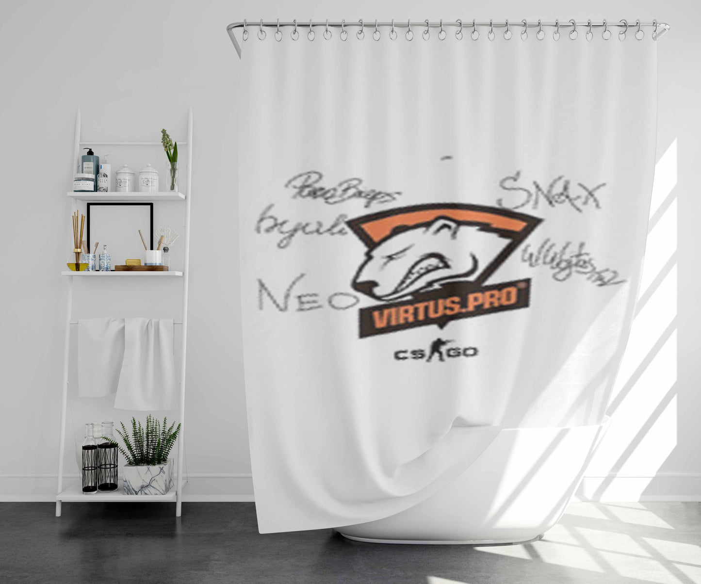 Virtus Pro Team Signatures Bathroom Shower Curtain Fabric Waterproof | 66 X 72 Inch