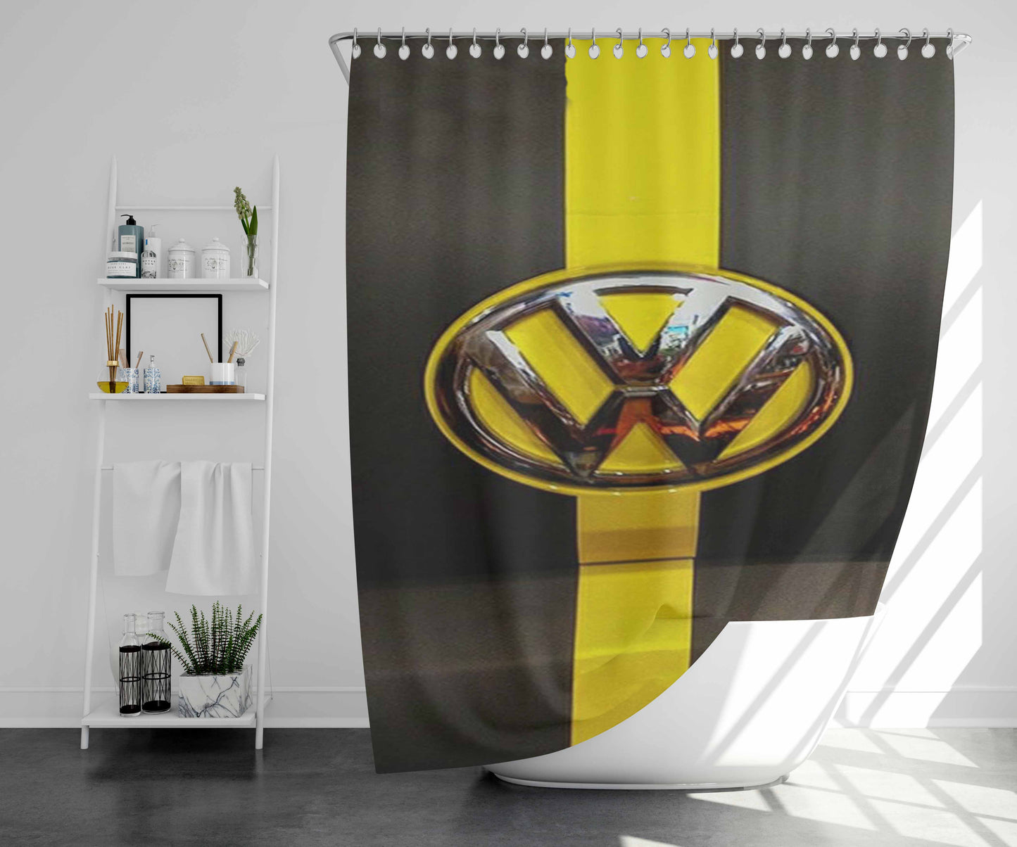 Vw Volkswwagen Hood Emblem Bathroom Shower Curtain Fabric Waterproof | 66 X 72 Inch
