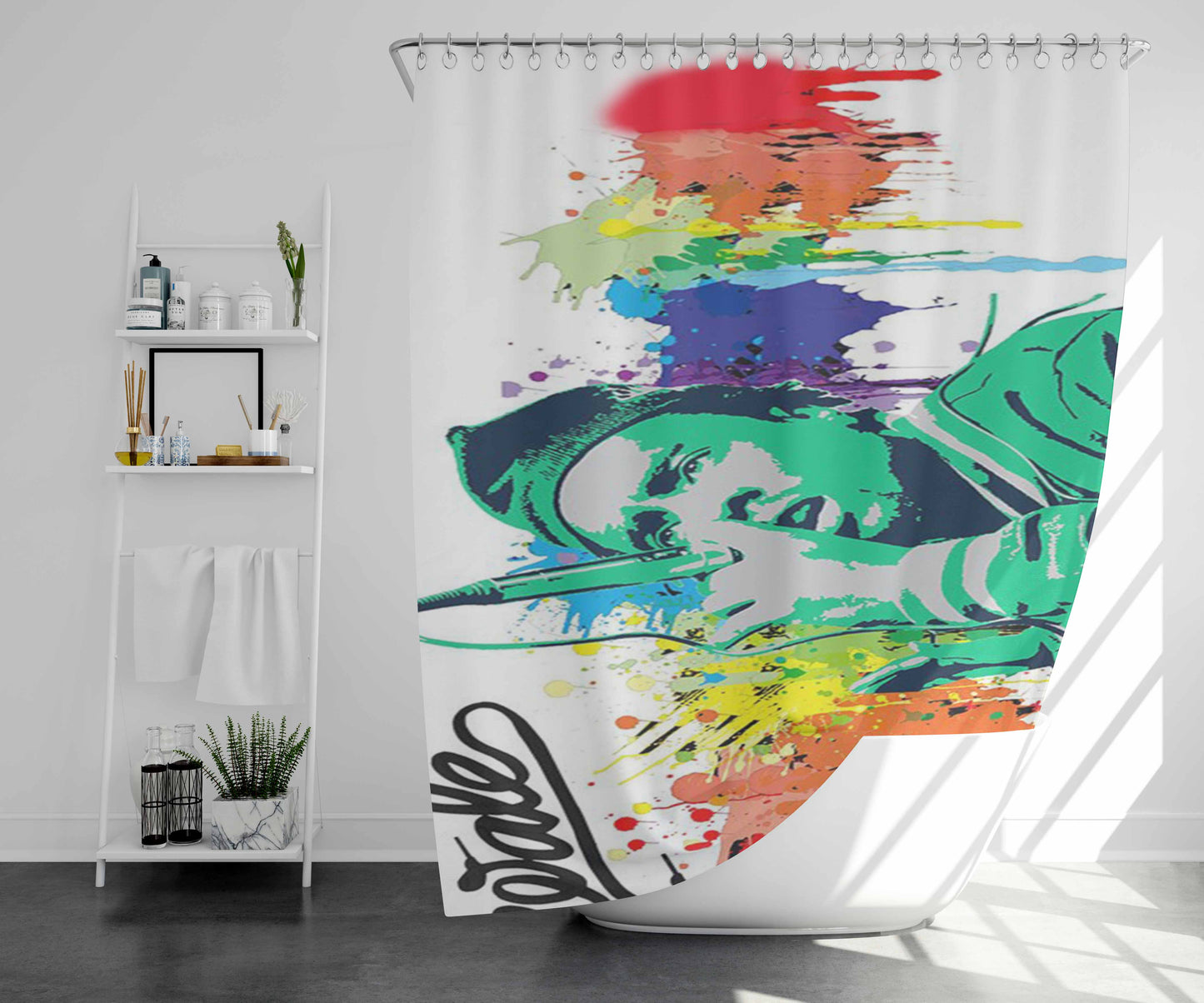 Wale Colorful Rapper Bathroom Shower Curtain Fabric Waterproof | 66 X 72 Inch