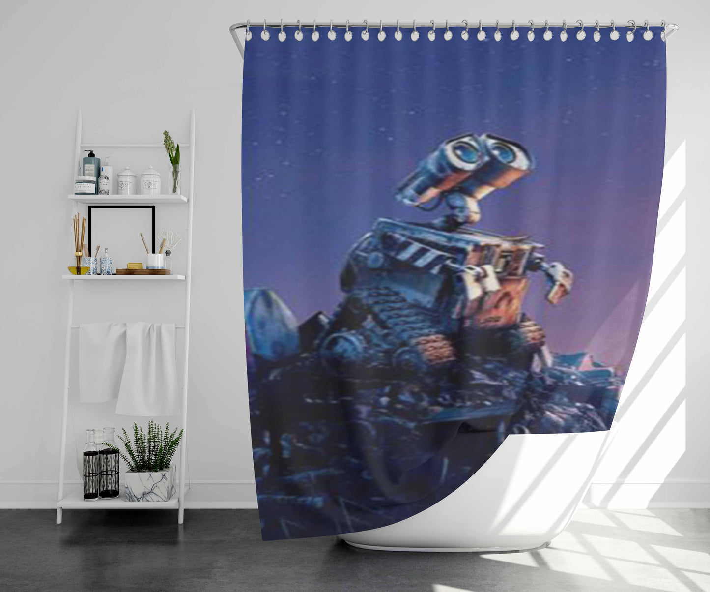 Wall E Cover Bathroom Shower Curtain Fabric Waterproof | 66 X 72 Inch