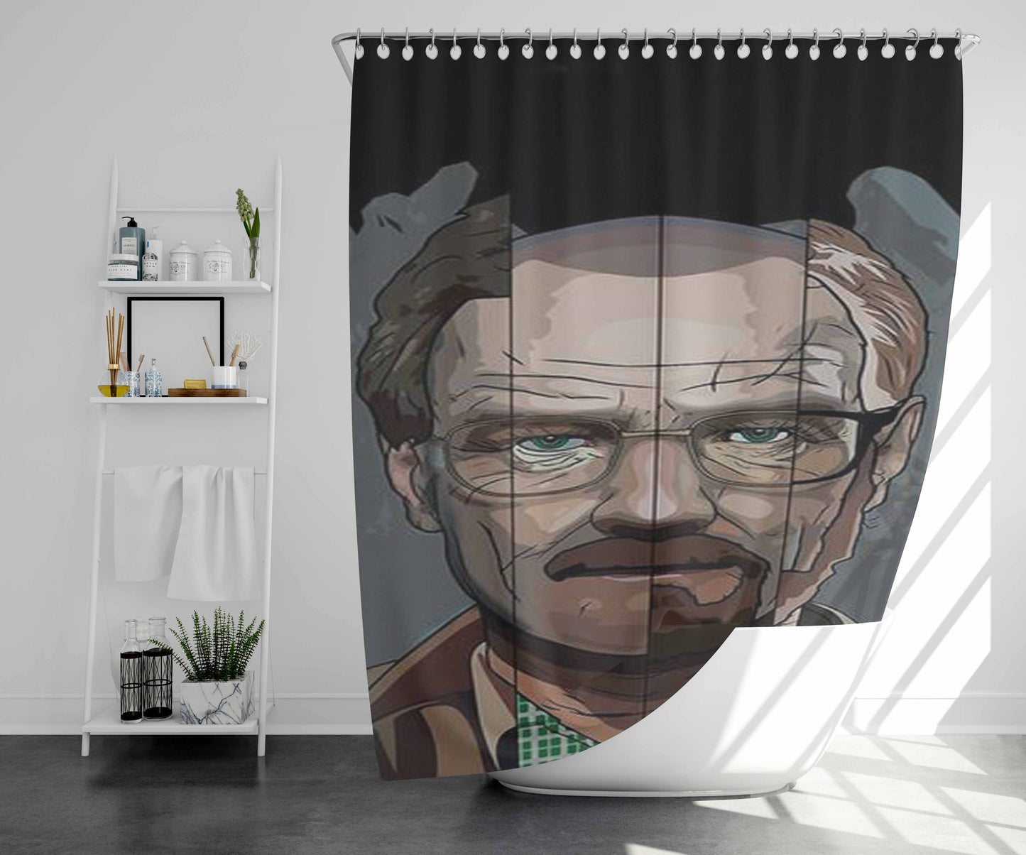 Walter White Evolution Bathroom Shower Curtain Fabric Waterproof | 66 X 72 Inch