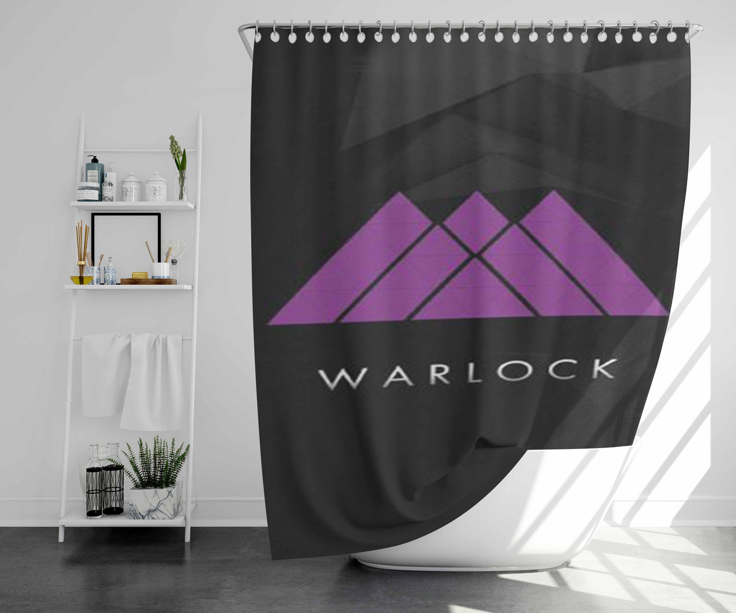 Warlock Logo Bathroom Shower Curtain Fabric Waterproof | 66 X 72 Inch