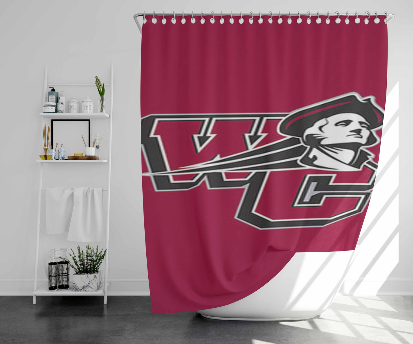 Washingtton Colege Logo Pink Bathroom Shower Curtain Fabric Waterproof | 66 X 72 Inch