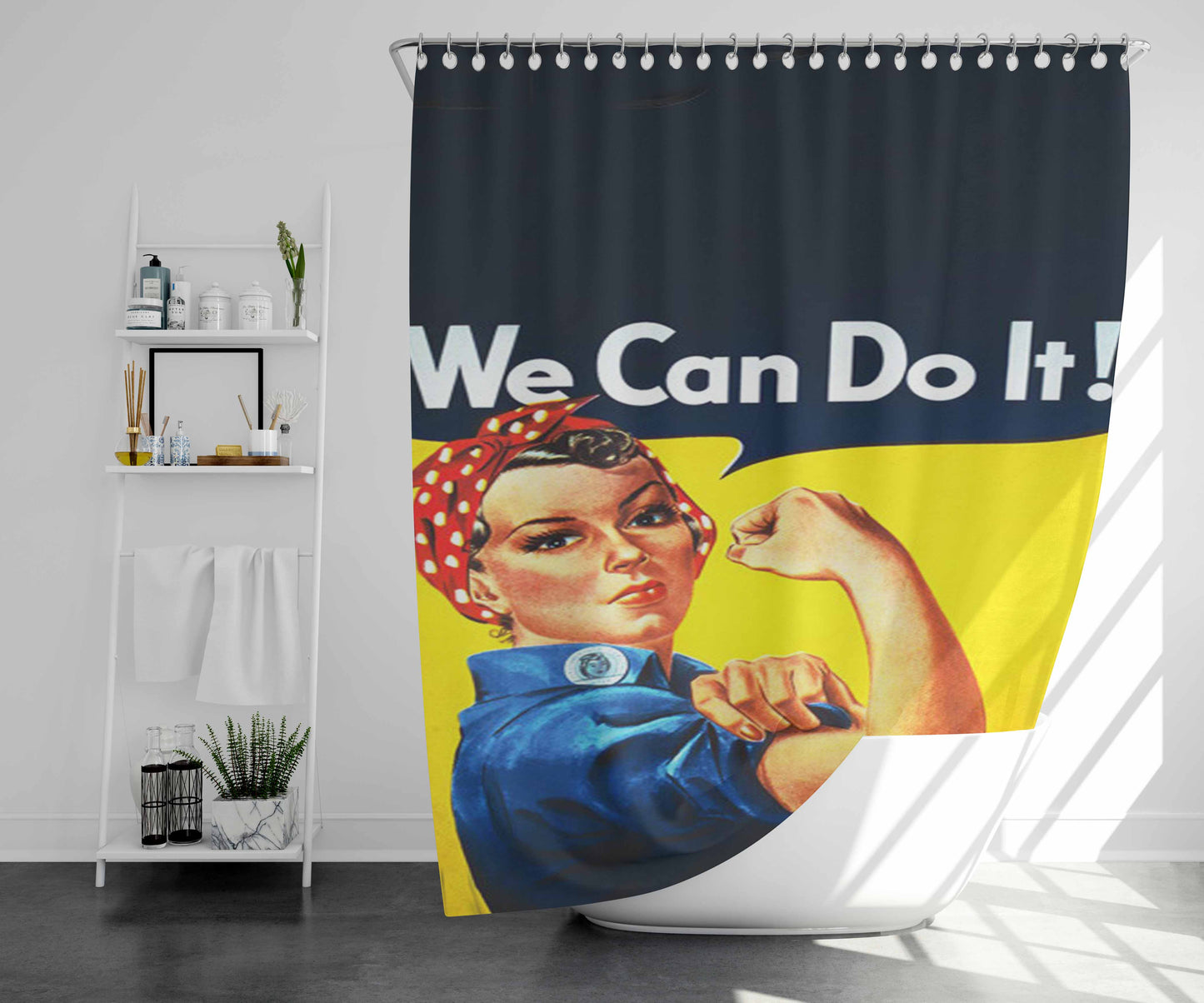 We Can Do It Furiously Bathroom Shower Curtain Fabric Waterproof | 66 X 72 Inch
