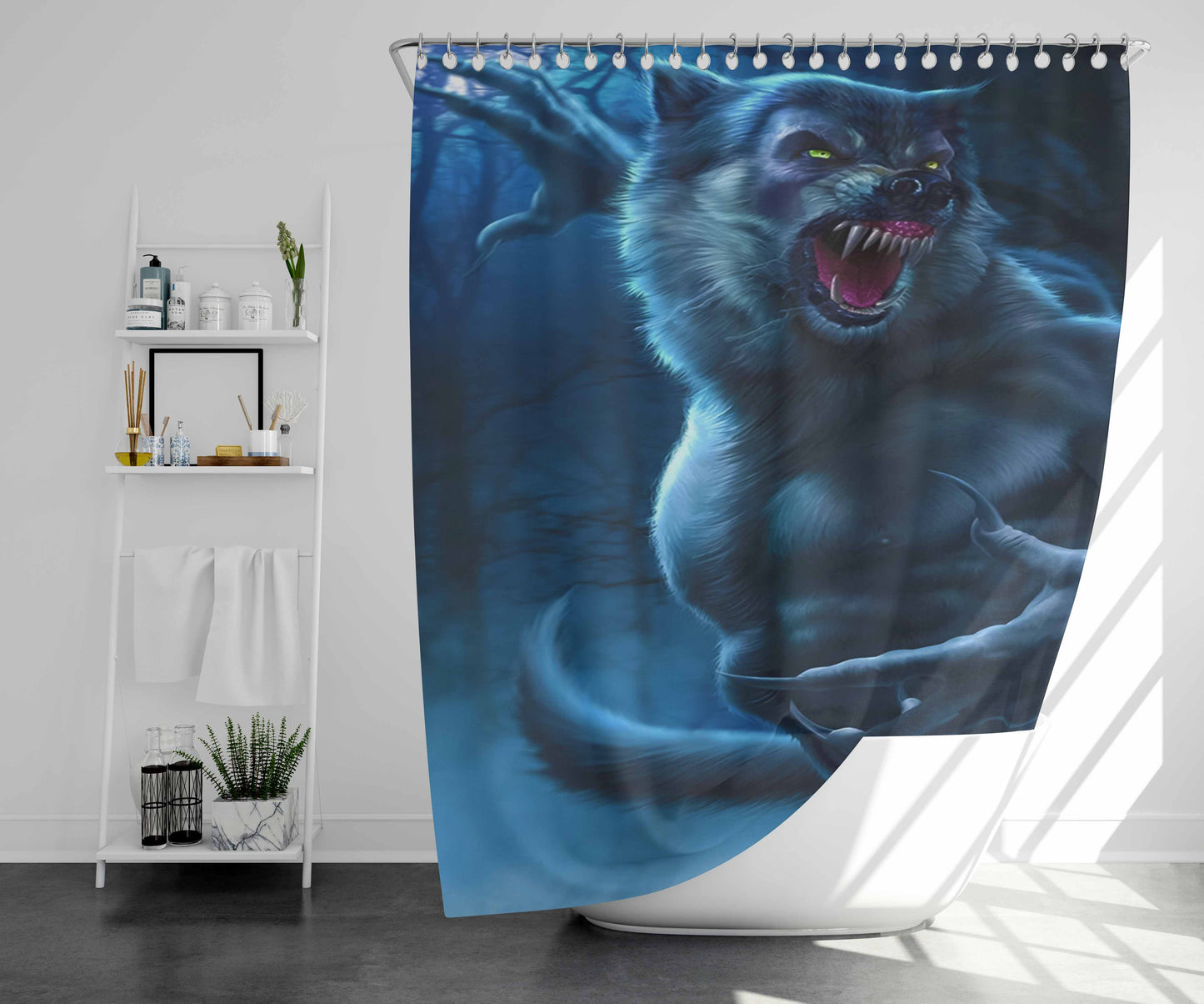 Werewolf Full Moon Bathroom Shower Curtain Fabric Waterproof | 66 X 72 Inch