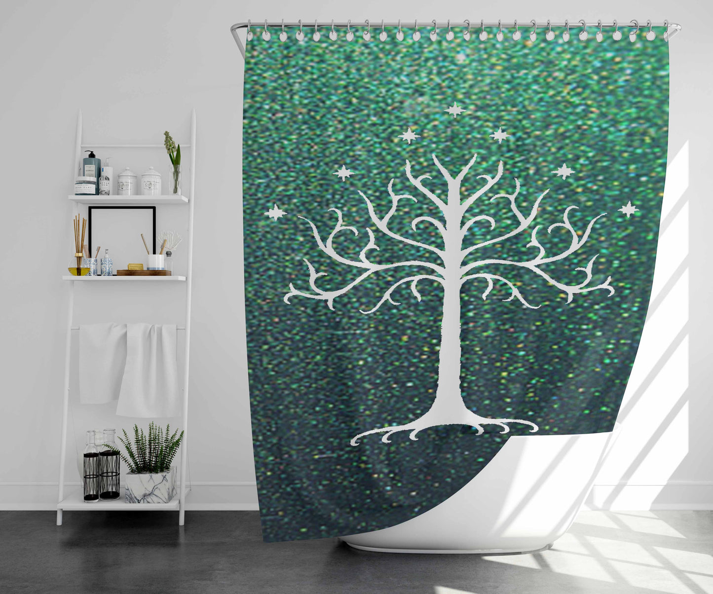 White Tree Of Gondor Bathroom Shower Curtain Fabric Waterproof | 66 X 72 Inch