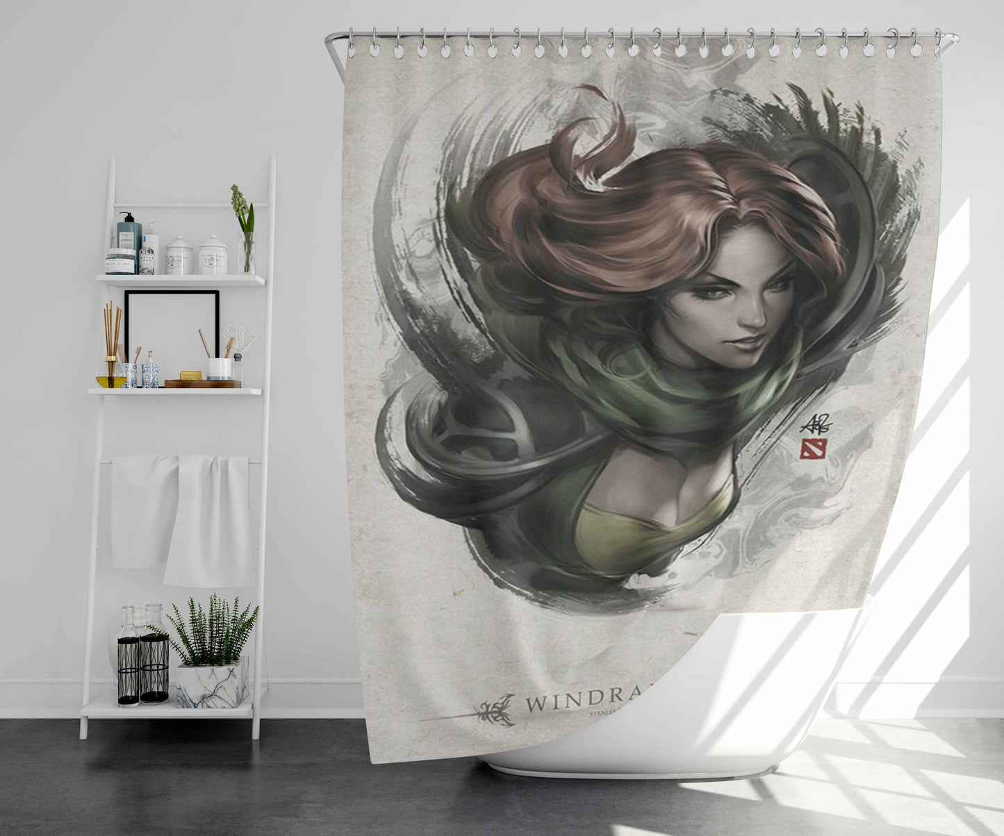 Windranger Dota Bathroom Shower Curtain Fabric Waterproof | 66 X 72 Inch