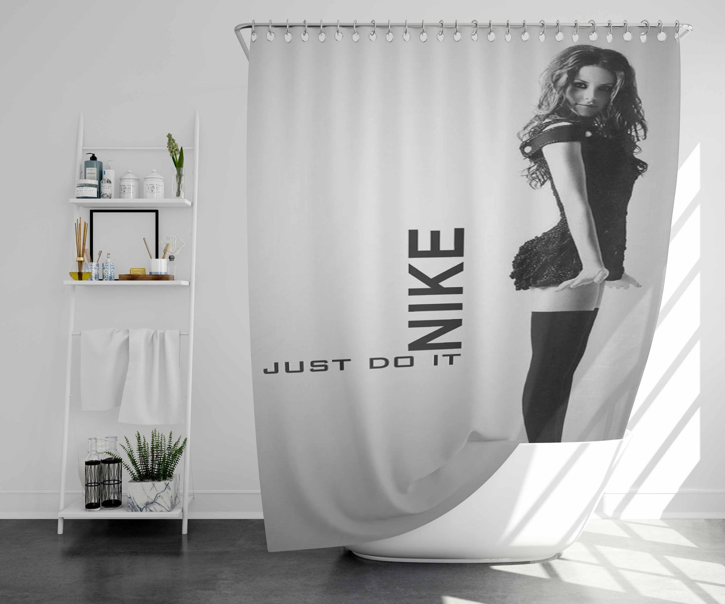 Women Nike Just Do It Bathroom Shower Curtain Fabric Waterproof | 66 X 72 Inch