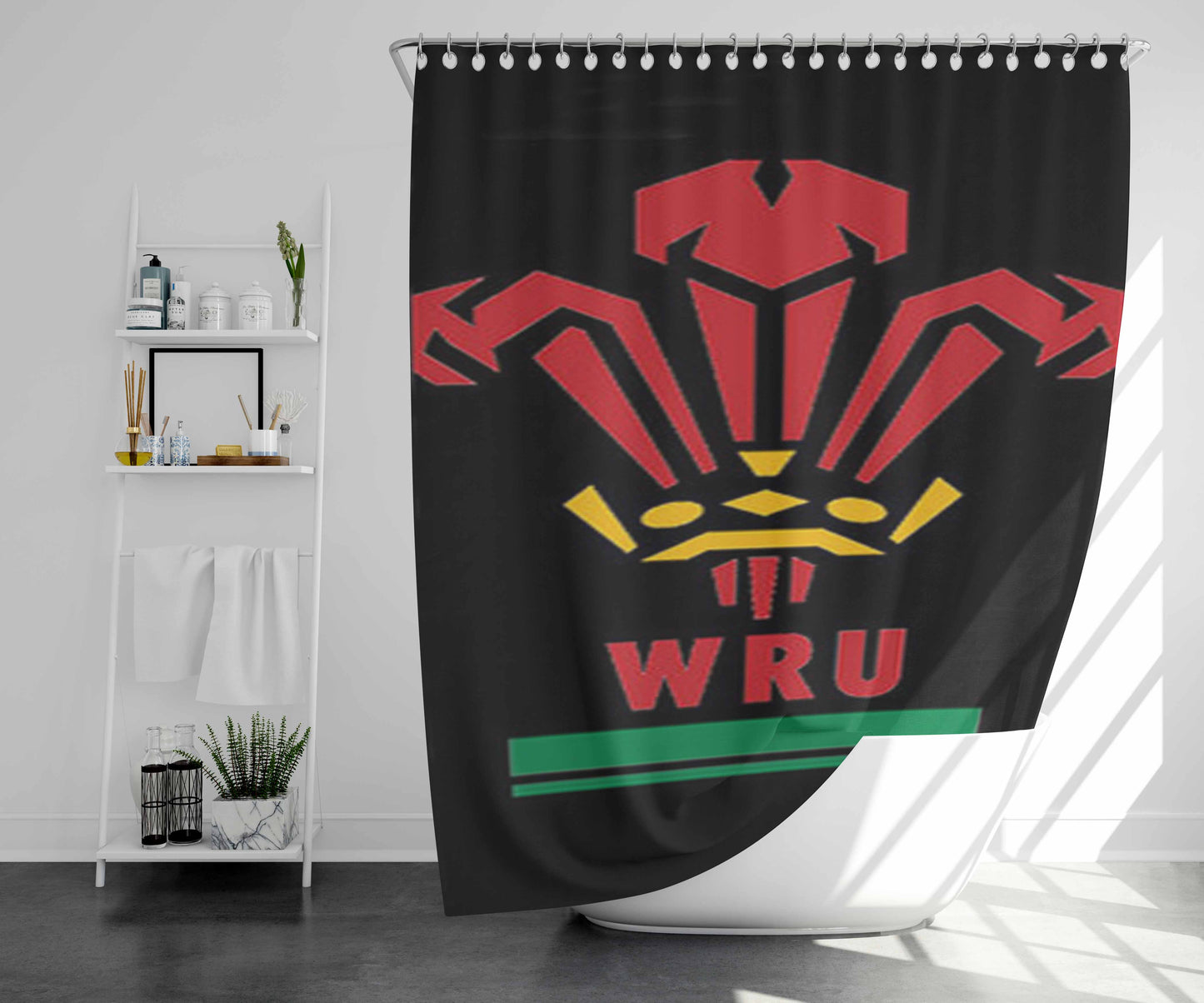 Wru Logo Bathroom Shower Curtain Fabric Waterproof | 66 X 72 Inch