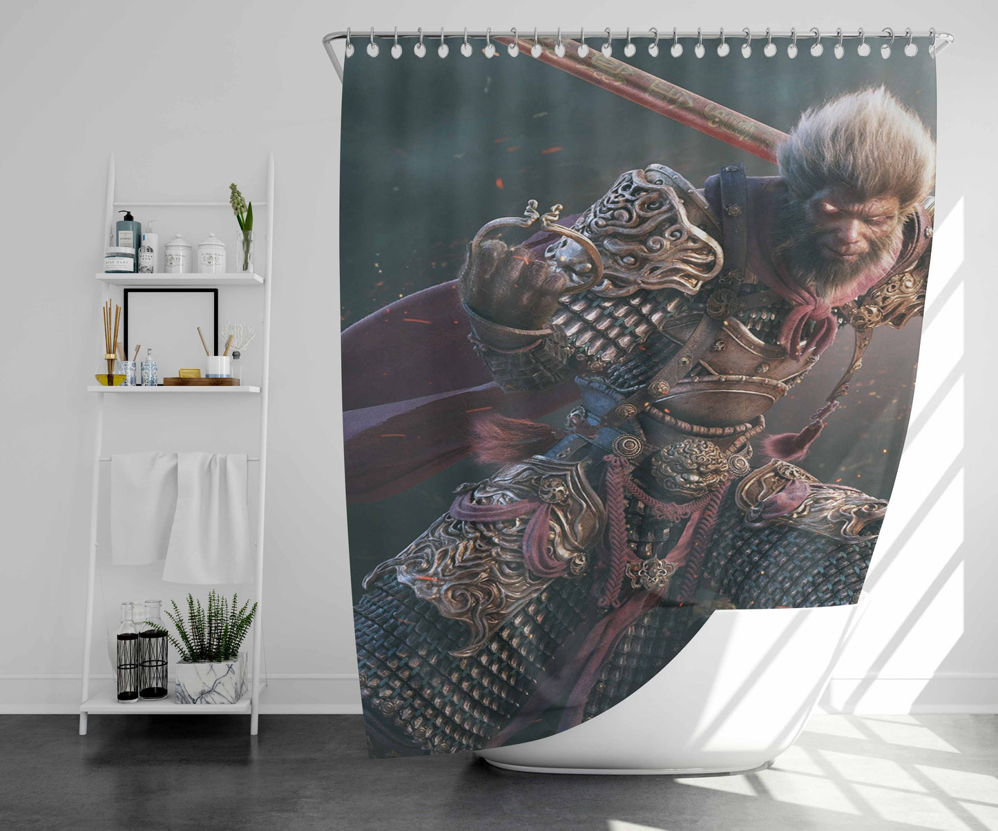 Wukong Art Bathroom Shower Curtain Fabric Waterproof | 66 X 72 Inch